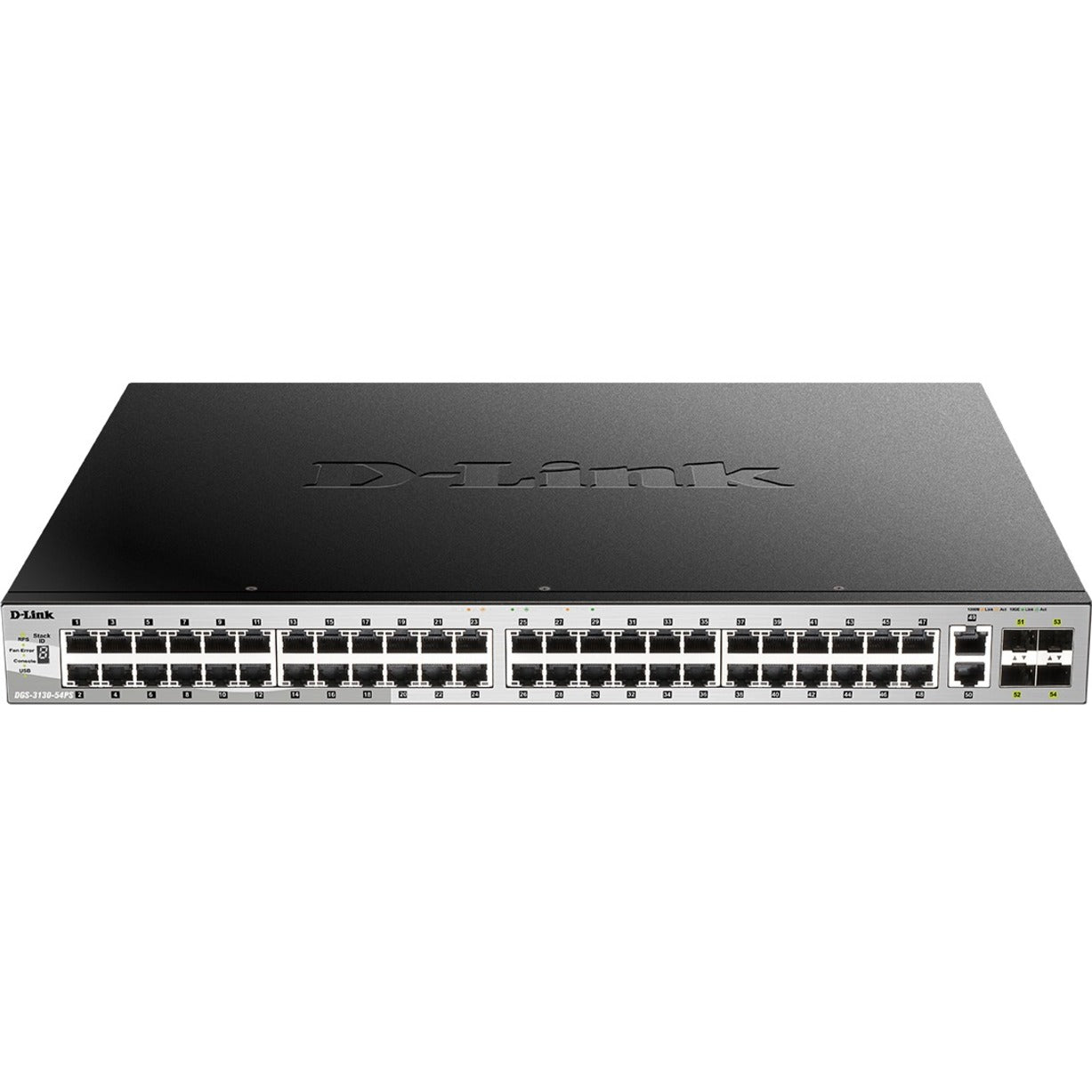 D-Link DGS-3130-54PS Ethernet Switch, 48 x Gigabit Ethernet Network, 4 x 10 Gigabit Ethernet Uplink, 2 x 10 Gigabit Ethernet Uplink, 50 Total Network Ports