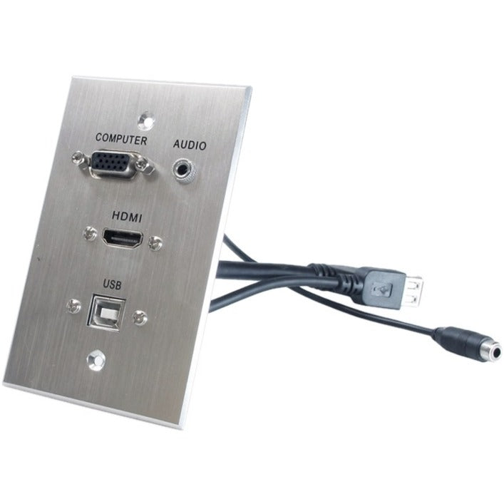 Comprehensive WPPT-HVAB1-AC Faceplate, Wall Mount, Brushed Anodized Aluminum, VGA, HDMI, Mini-phone Ports