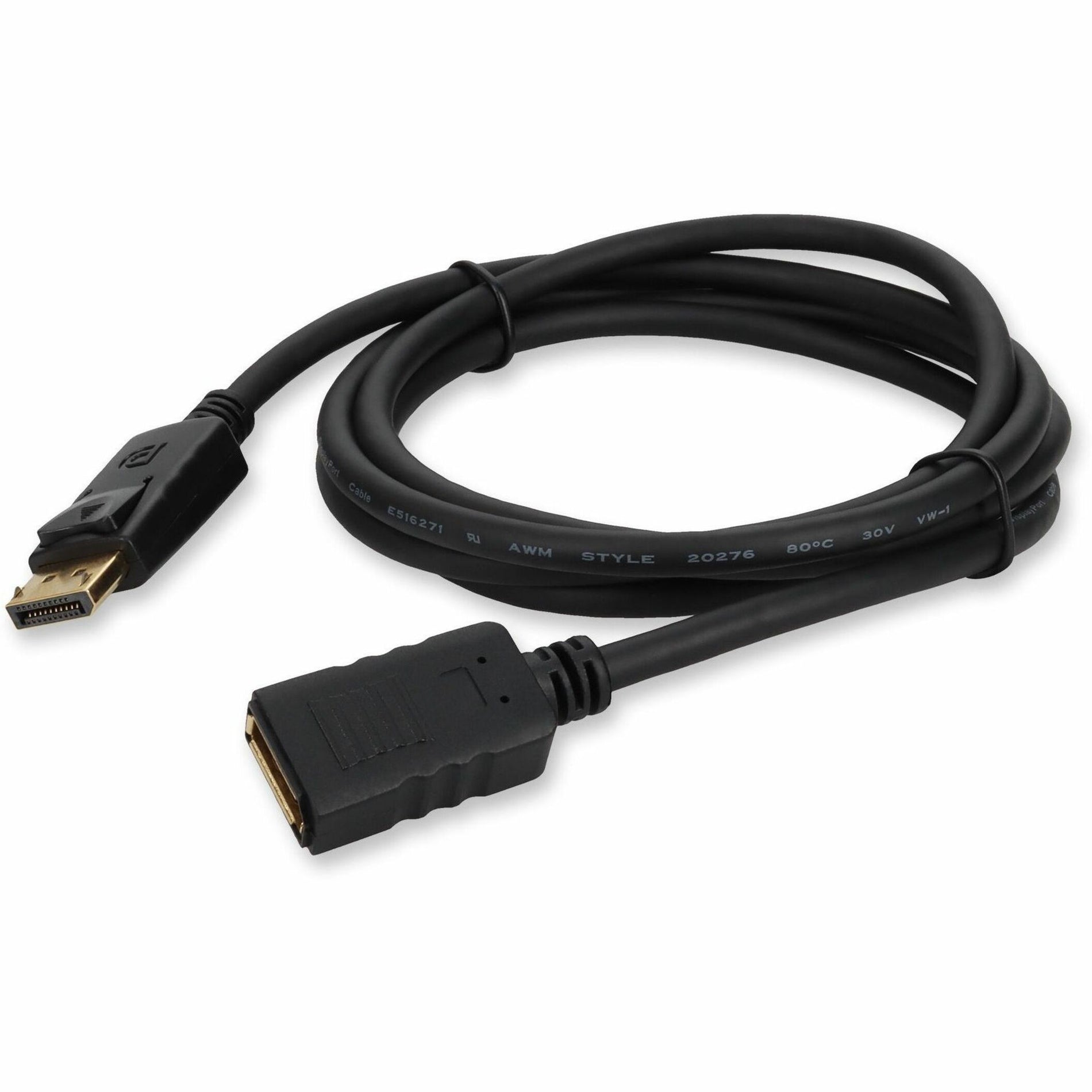 AddOn DISPLAYPORTMF6F DisplayPort 1.2 Male to DisplayPort 1.2 Female Cable, 6ft, 4K UHD Resolution
