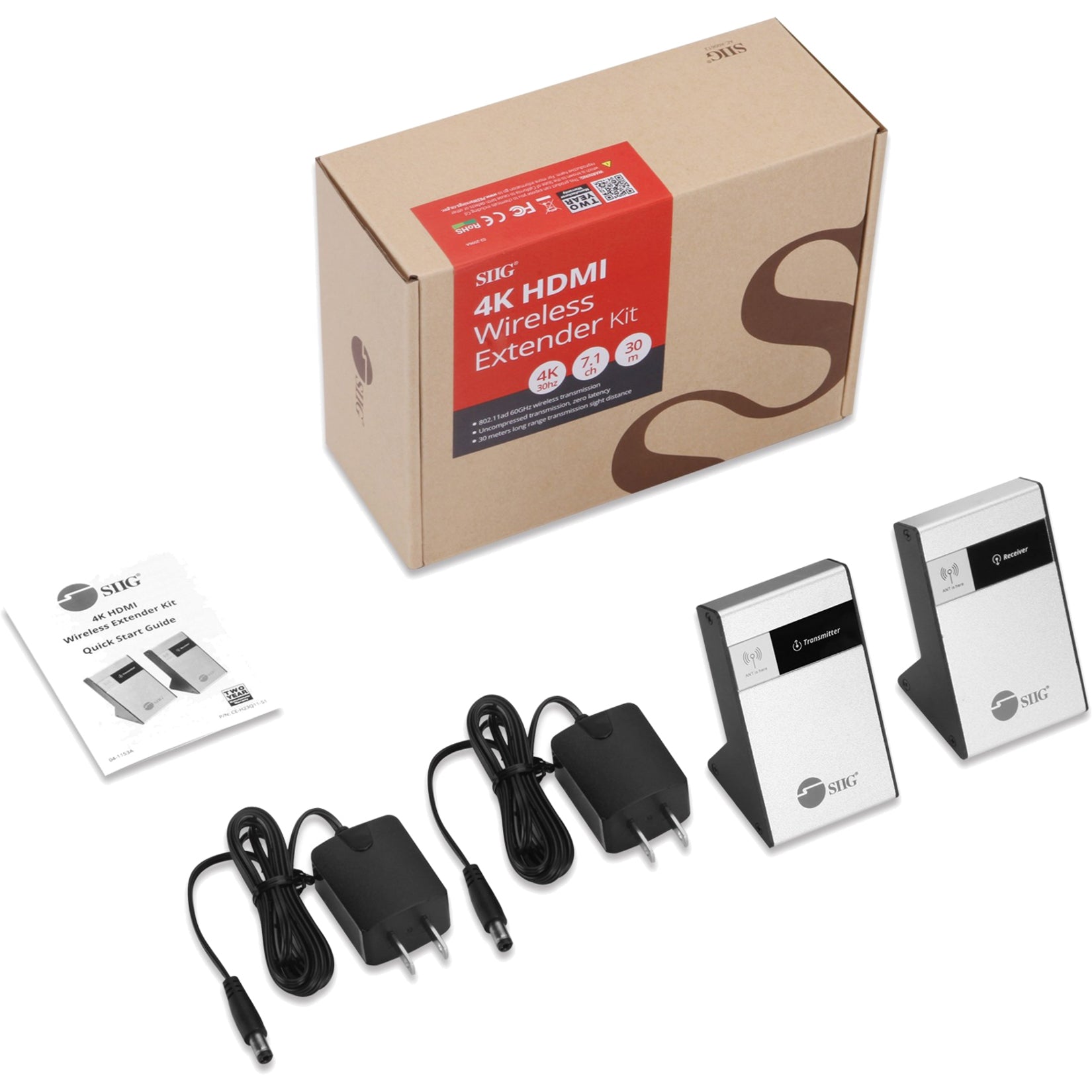 SIIG CE-H23Q11-S1 4K HDMI Wireless Extender Kit, 98ft Range, Easy Setup
