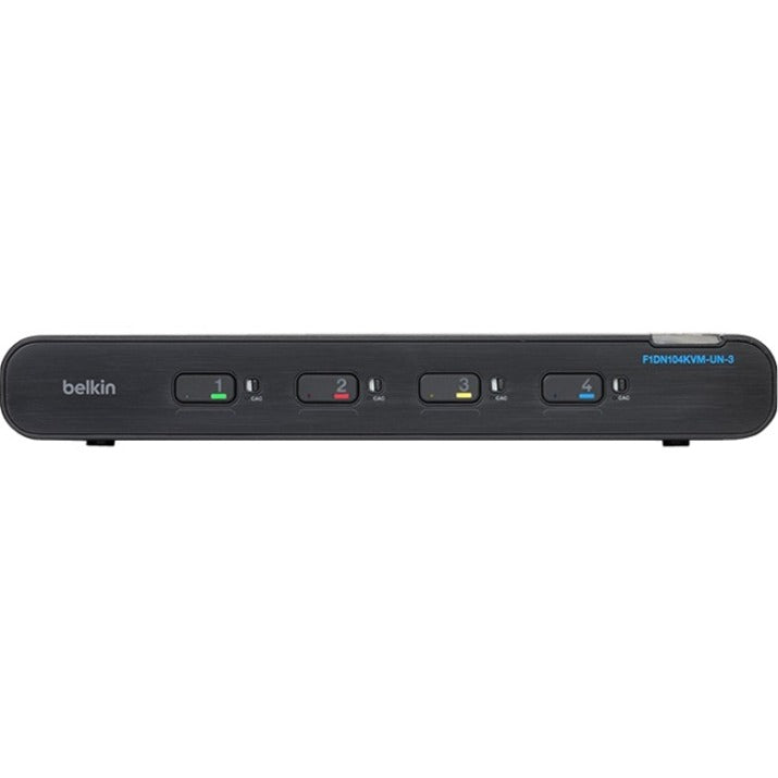 Belkin F1DN104KVM-UN-3 Universal Secure KVM Switch, 4 Port, Single Head, 3840 x 2160 Video, TAA Compliant, USB, HDMI, DisplayPort, 11 USB Ports