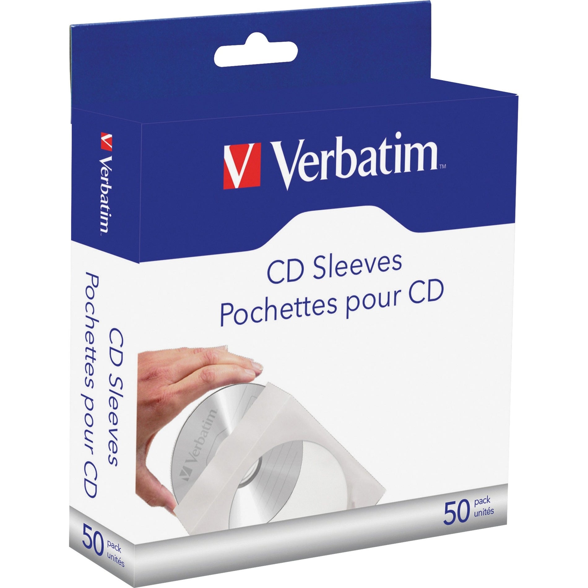 Verbatim 70126 CD/DVD Paper Sleeves with Clear Window - 50pk Box, Organize and Protect Your Discs
