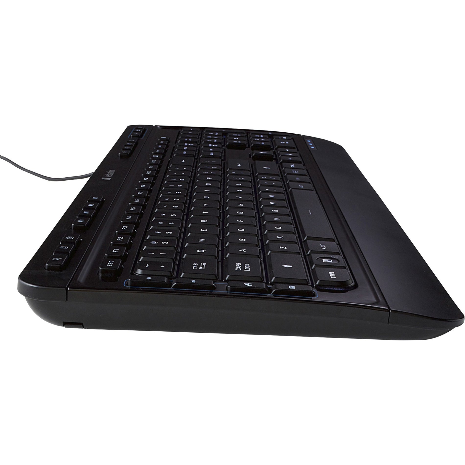Verbatim 99789 Illuminated Wired Keyboard, USB Type A, Media Player Hot Keys, Black