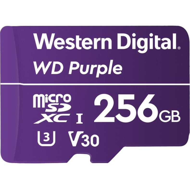 Western Digital WDD256G1P0A Purple 256GB Surveillance microSD card, 3 Year Warranty, Class 10/UHS-III (U3), 100 MB/s Read Speed, 60 MB/s Write Speed