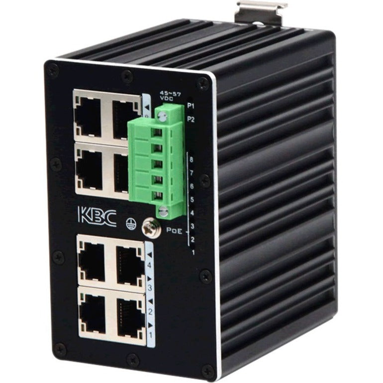 KBC Networks ESUGS8-B Industrial Gigabit Ethernet Switch with PoE+, 8 Ports, 240W PoE Budget