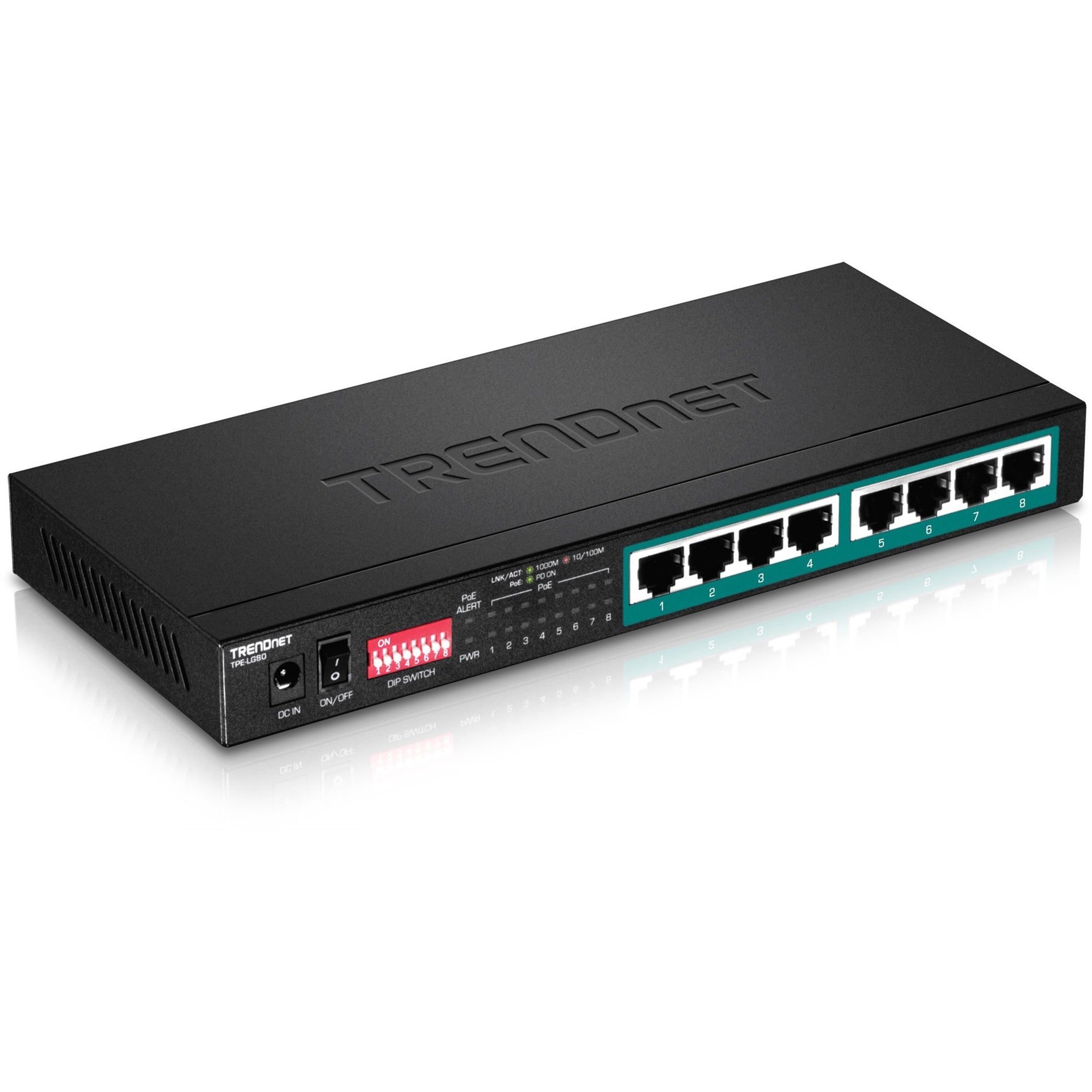 TRENDnet TPE-LG80 8-Port Gigabit Long Range PoE+ Switch, Ethernet/Network Switch