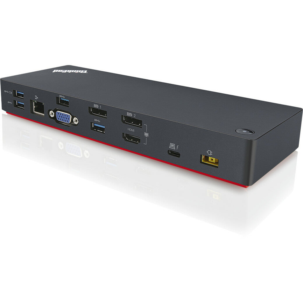 Lenovo 40AC0135US Open Source Docking Station, USB Type C, VGA, HDMI, DisplayPort, Thunderbolt, 5 USB 3.0 Ports, RJ-45
