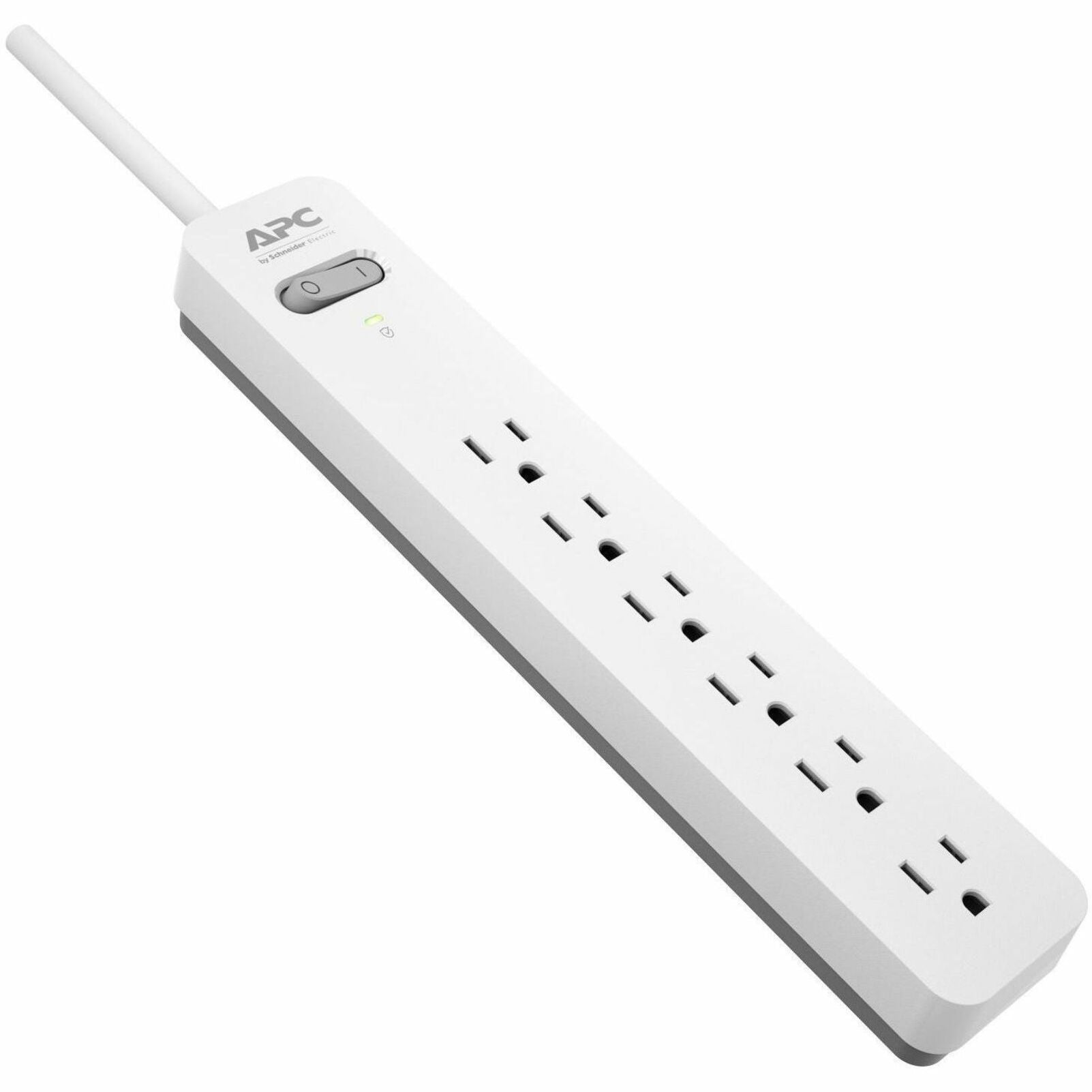 APC PE66WG Essential SurgeArrest 6 Outlet 6 Foot Cord 120V, White and Grey, Lifetime Warranty, 1080 J Surge Energy Rating