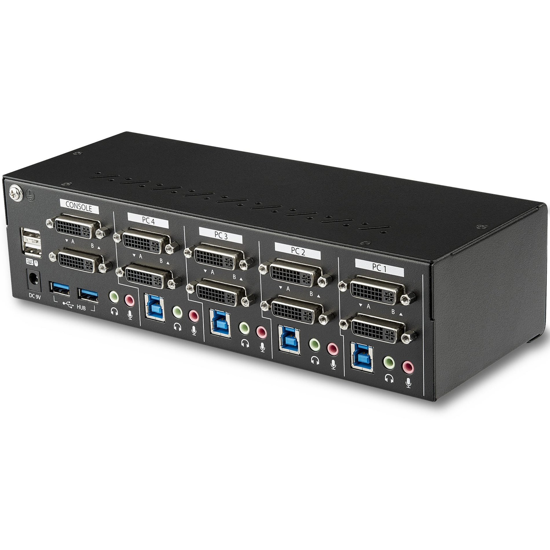 StarTech.com SV431DL2DU3A 4-Port Dual-Monitor Dual-Link DVI USB KVM Switch, TAA Compliant, Integrated 2-port USB 3.0 Hub, 3.5mm Audio, Up to 5Gbps Speeds