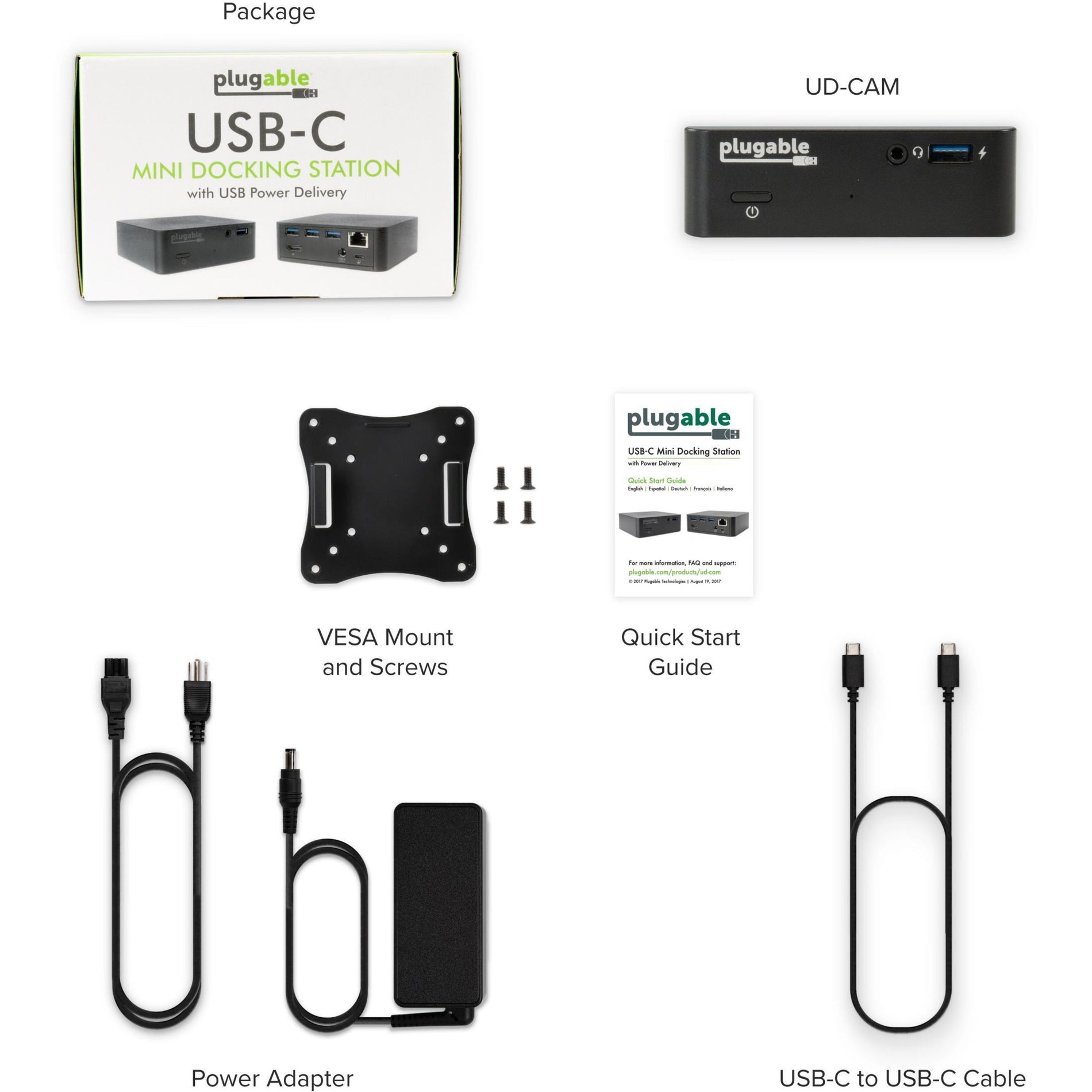 Plugable UD-CAM USB-C Dock mit 85W-Ladung Thunderbolt 3 und USB-C-Kompatibilität