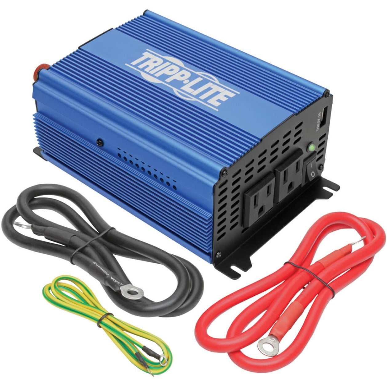 Tripp Lite PINV1000 Power Inverter, 1000W Light-Duty Compact with 2 AC/1 USB - 2.0A/Battery Cables