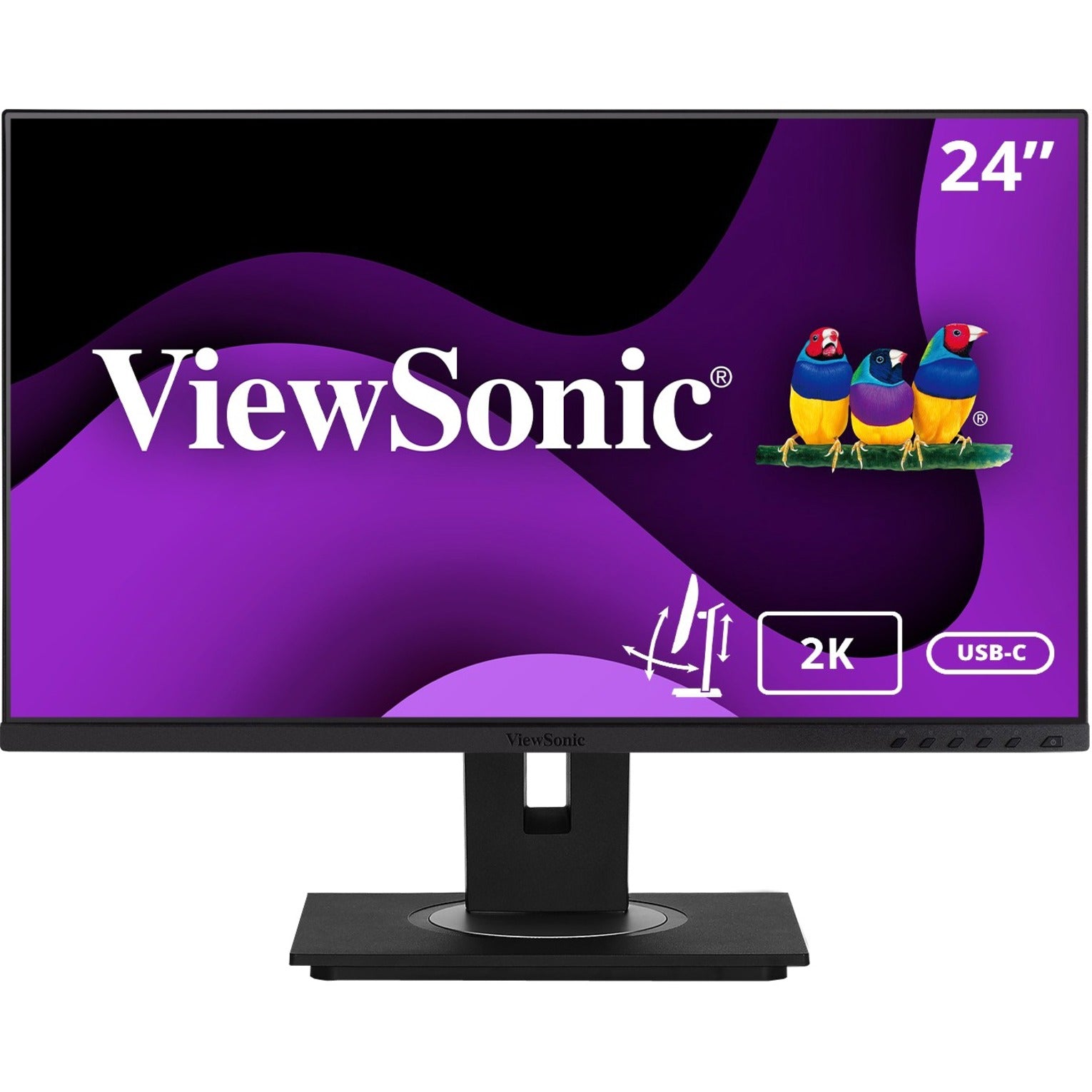 ViewSonic VG2455-2K 24" SuperClear IPS Quad HD Monitor, Advanced Ergonomics, 2560x1440 Resolution