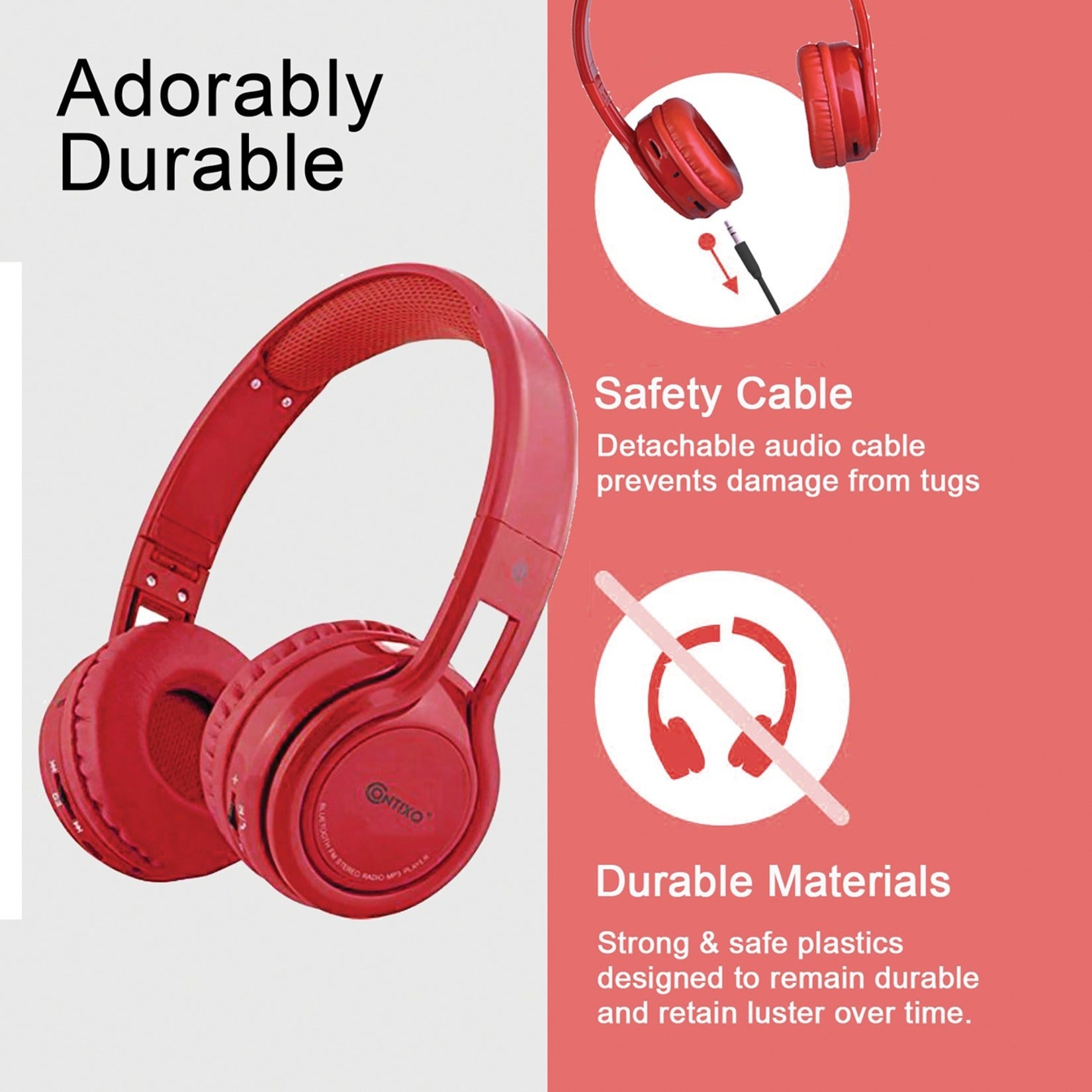 Contixo KB2600 Kid Safe Foldable Wireless Bluetooth Headphone [Discontinued]
