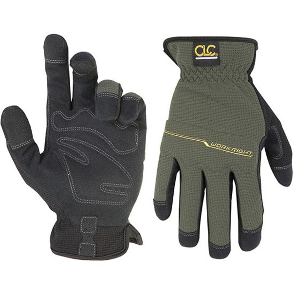 Dottie 123L WorkRight OC Gloves, Pull-on Tab, Textured Fingertip, Abrasion Resistant, Padded Palm, Flexible, Padded Knuckle, Bump Resistant, Open Cuff