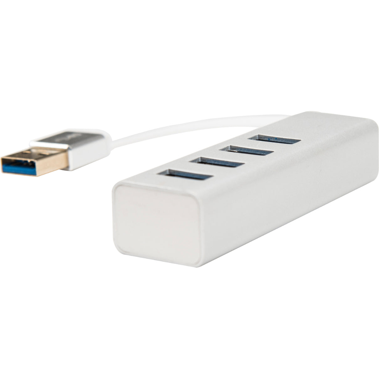 Rocstor Y10A216-S1 6 in Portable 4 Port SuperSpeed Mini USB 3.0 Hub, Aluminum Silver
