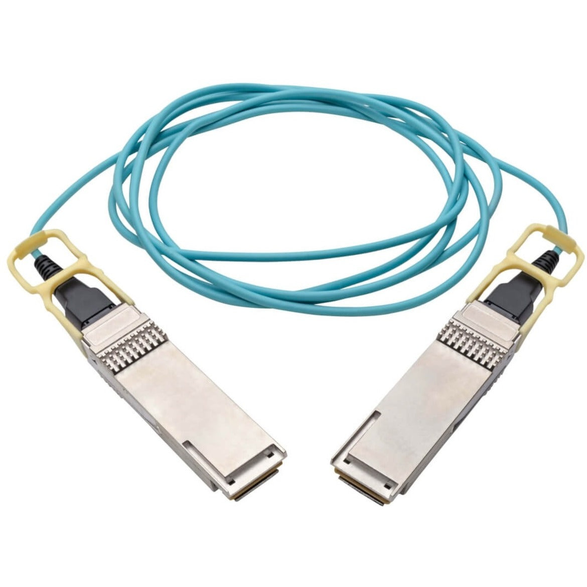 Tripp Lite N28H-01M-AQ QSFP28 to QSFP28 Active Optical Cable 100GbE, AOC, M/M, Aqua, 1 m (3 ft.)
