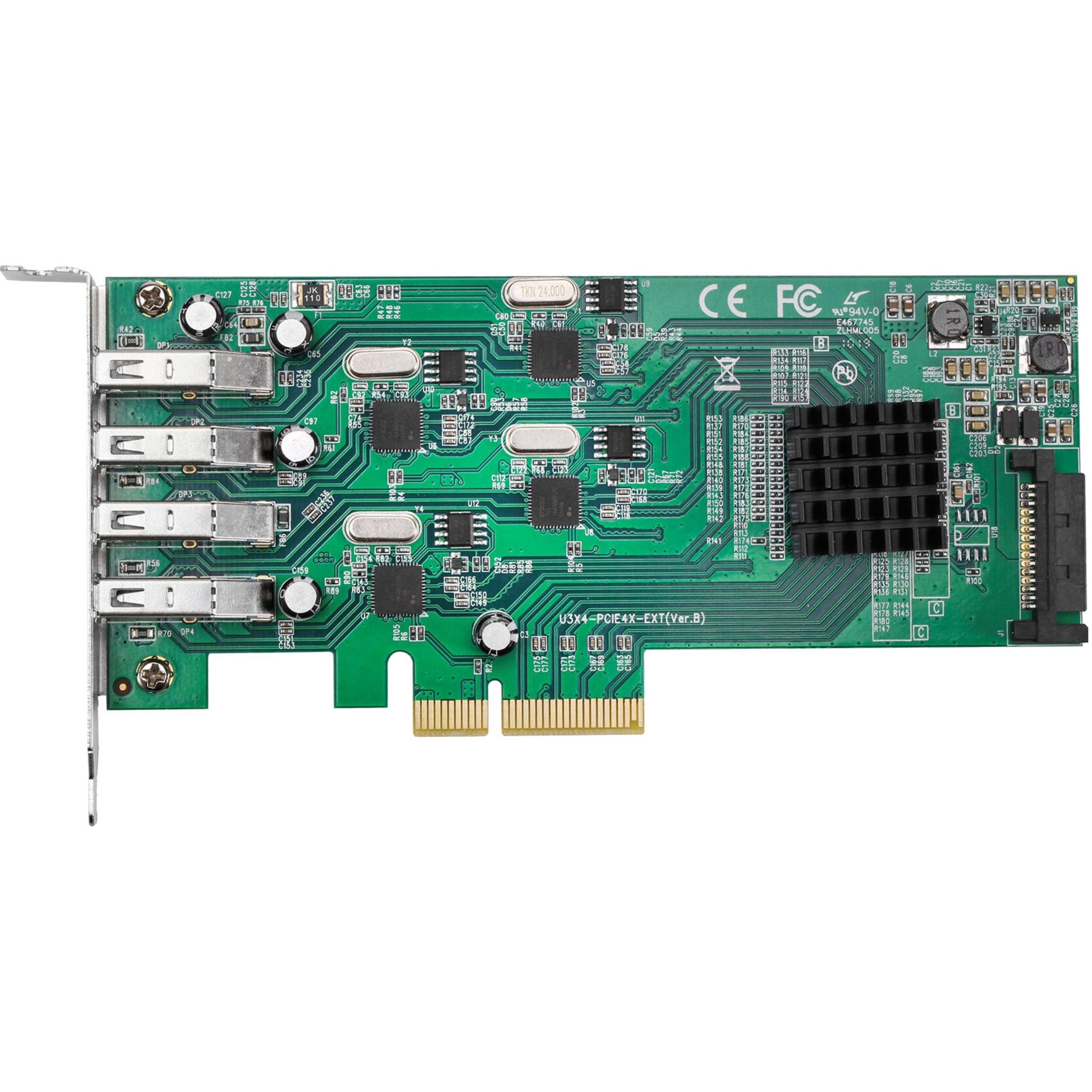 SIIG JU-P40811-S1 4-Port SuperSpeed USB 3.0 PCIe Card - Quad Core, 5Gbps Channels, UASP, Low Profile PCIe Adapter Card