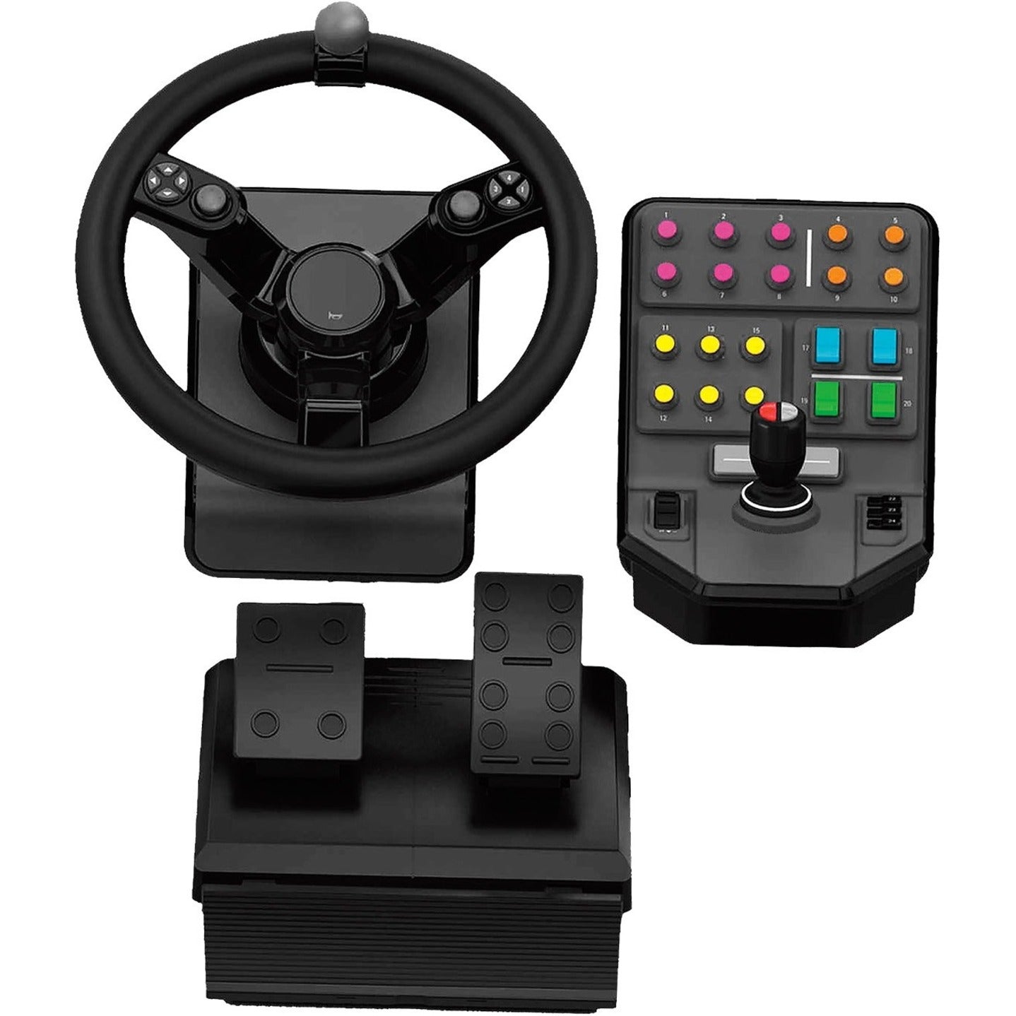 Logitech G 945-000063 Heavy Equipment Bundle Simulation Wheel, Pedals and Side Panel Control Deck, USB 2.0-compliant