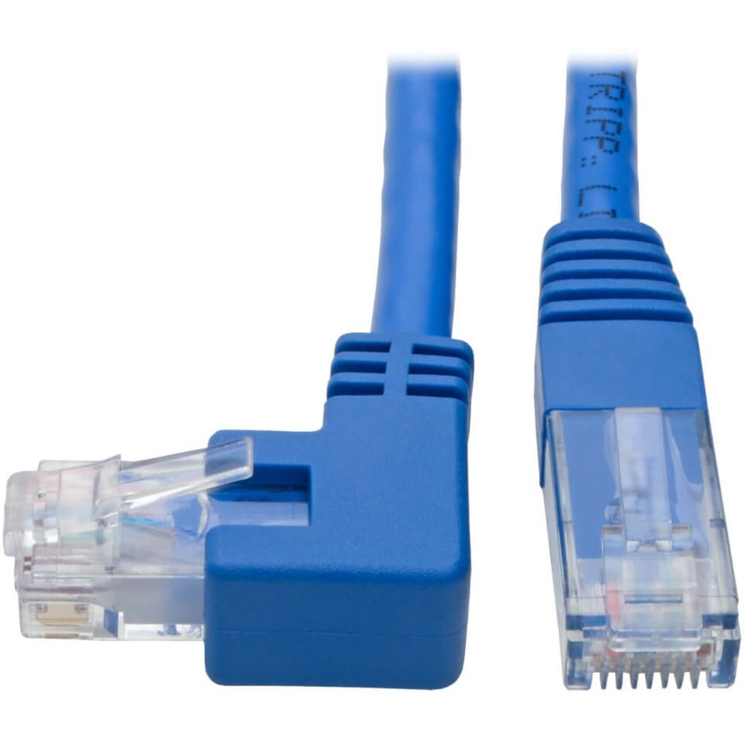 Tripp Lite N204-001-BL-LA, Left-Angle Cat6 UTP Patch Cable (RJ45) - 1 ft., M/M, Gigabit, Molded, Blue