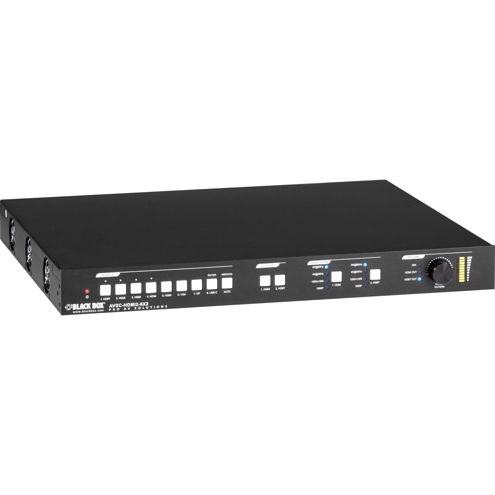 Black Box AVSC-HDMI2-8X2 8x2 Video Matrix Switcher, 18G Seamless Switching, HDMI 2.0