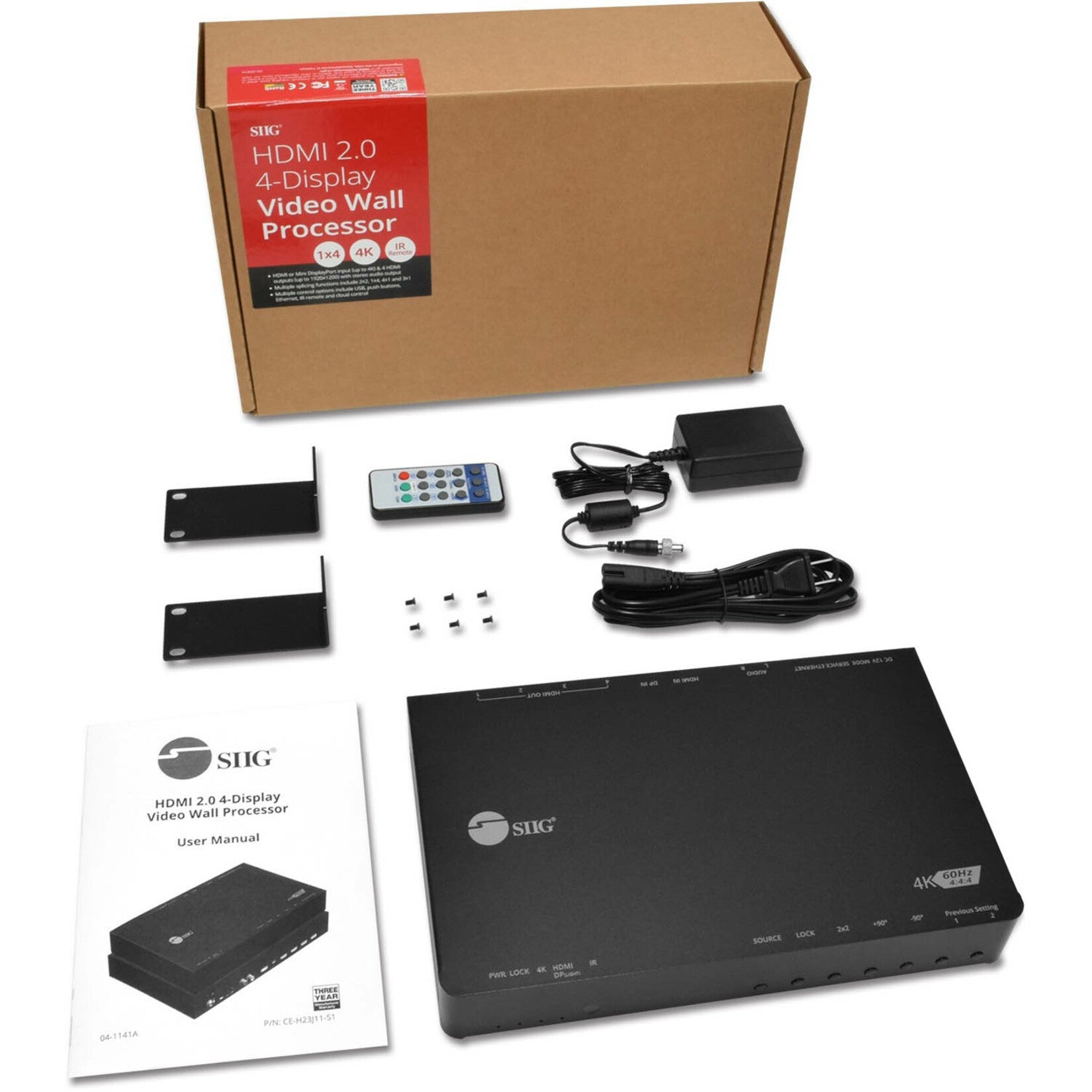 SIIG CE-H23J11-S1 HDMI 2.0 4-Display Video Wall Processor, 1080p, 3 Year Warranty