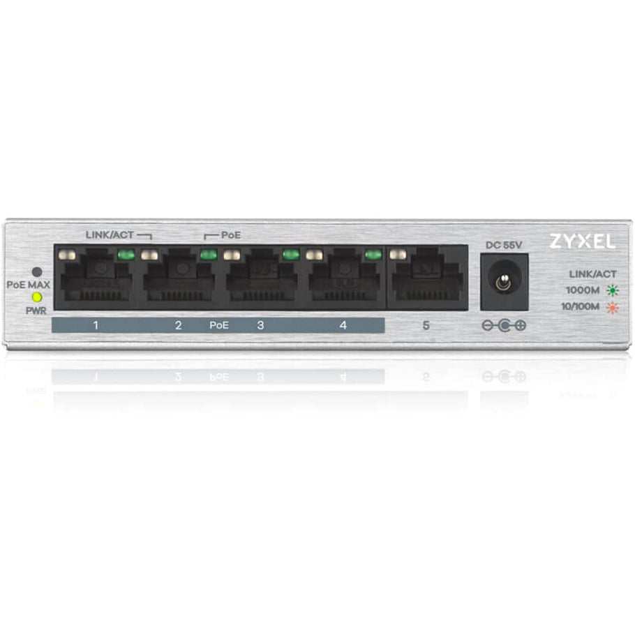 ZYXEL GS1005HP 5-Port GbE Unmanaged PoE Switch, Gigabit Ethernet Network, AC Adapter