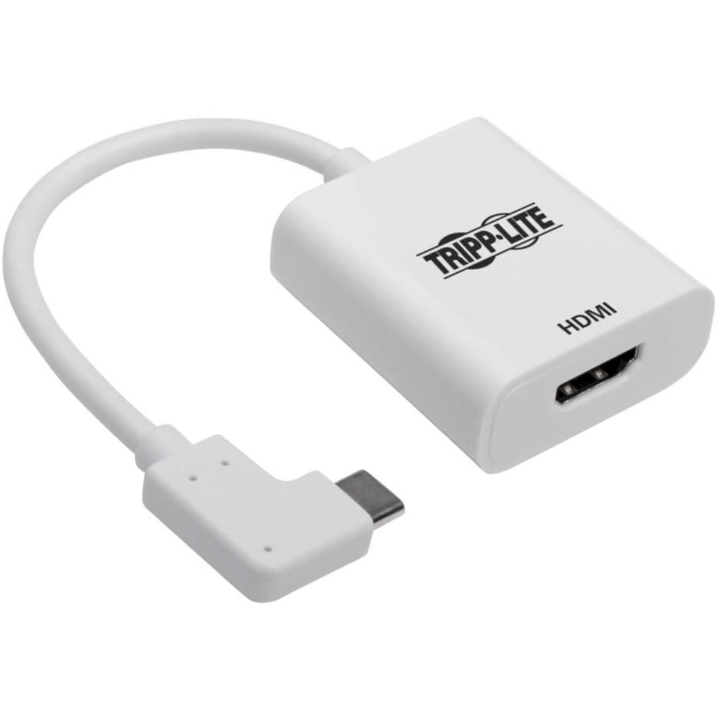 Tripp Lite U444-06N-HD4KRA Right-Angle USB-C to HDMI Adapter, M/F, White, 4K Resolution Support