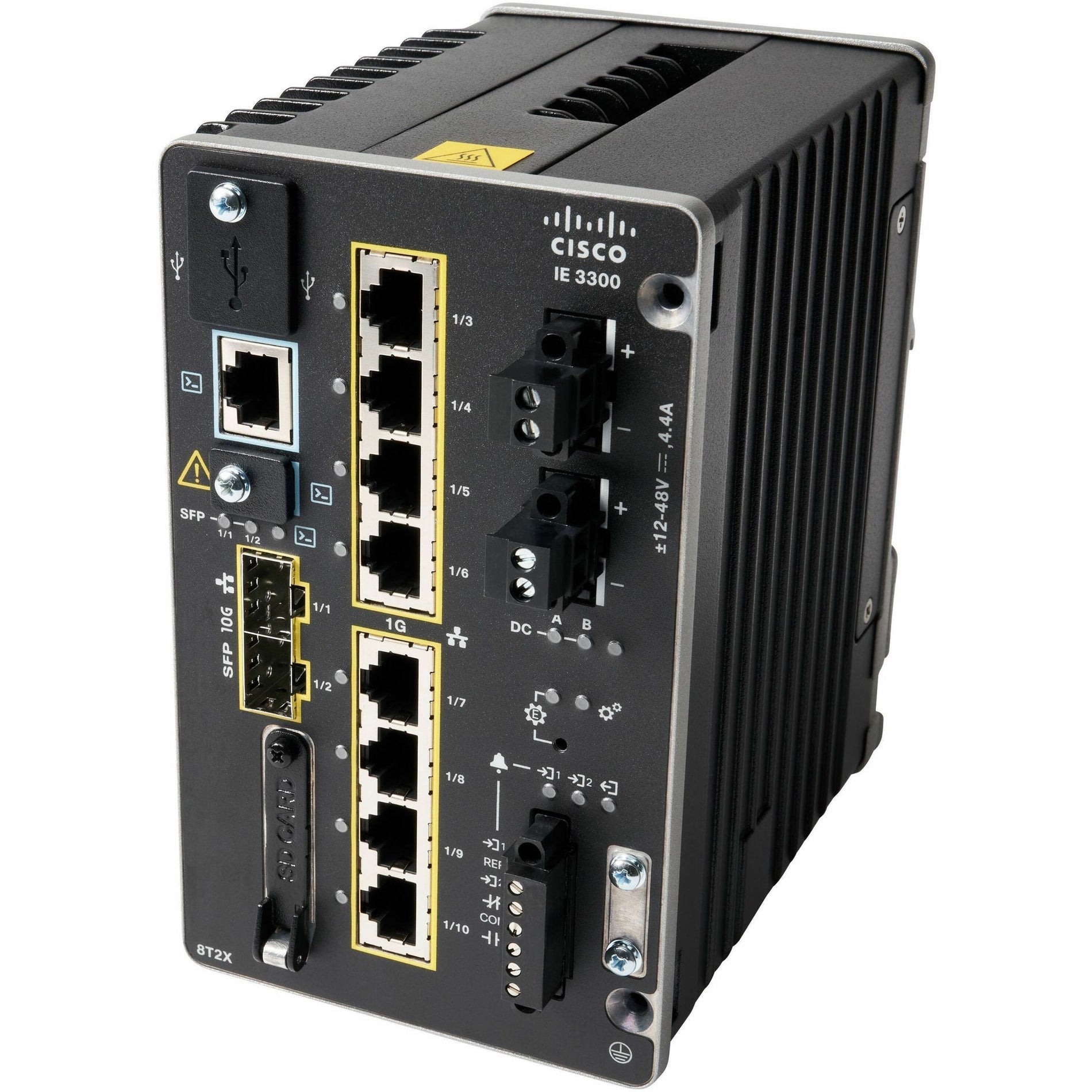 Cisco IE-3300-8T2S-E Catalyst IE-3300-8T2S Rugged Switch, 8 Gigabit Ethernet Network Ports, 2 Gigabit Ethernet Expansion Slots