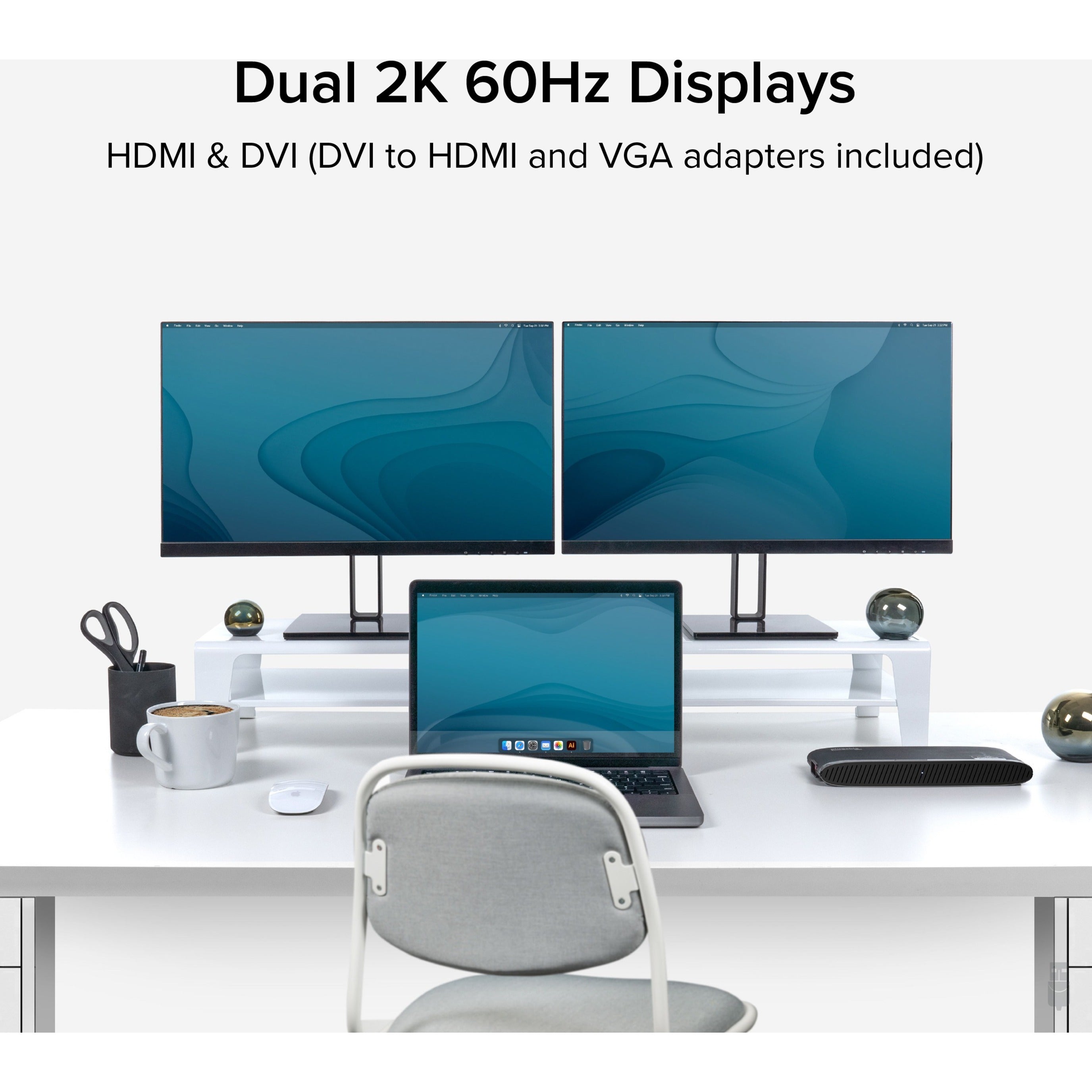 Plugable UD-3900H USB Dual Monitor Docking Station, Horizontal