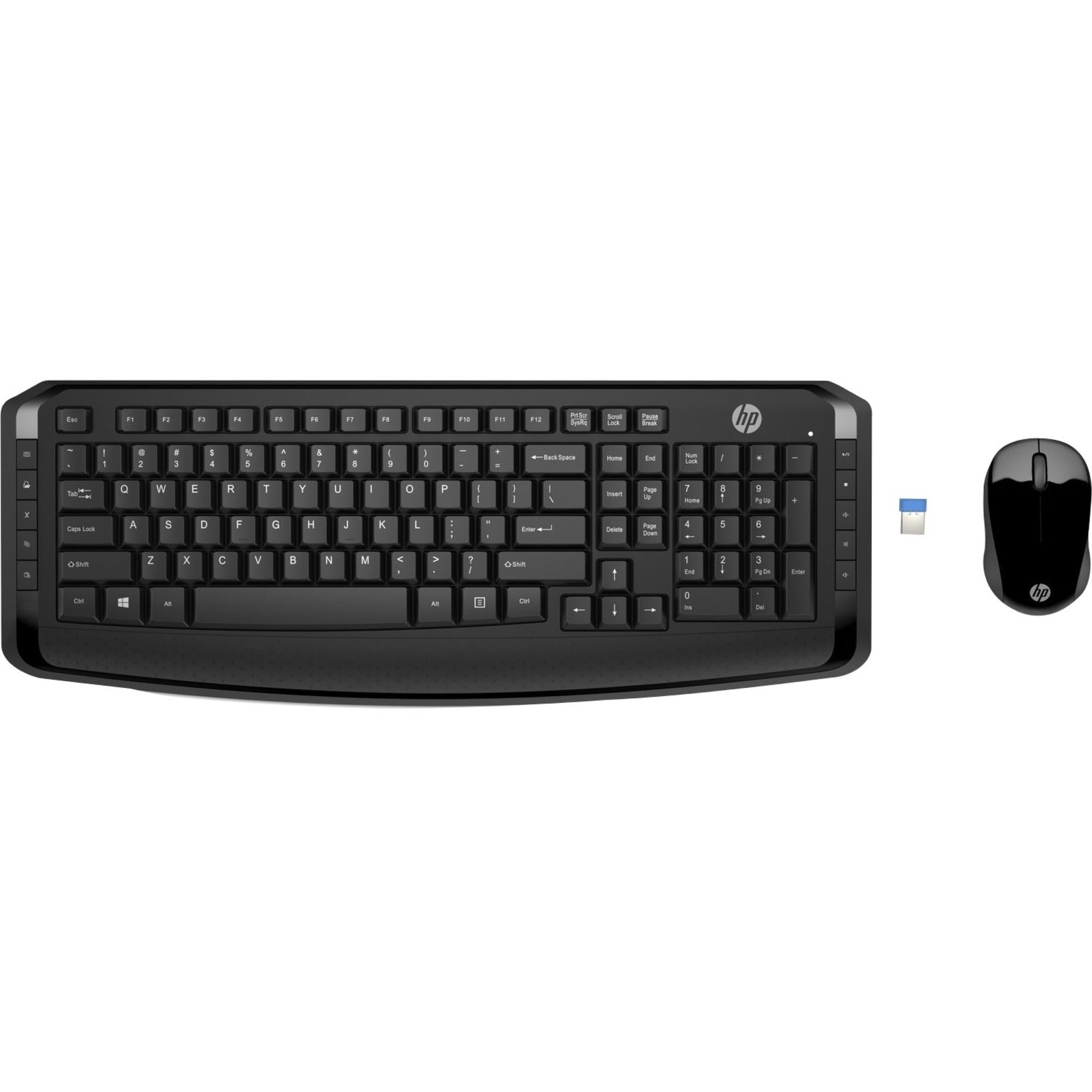 HP 3ML04AA#ABL Wireless Keyboard And Mouse 300, Full-size Keyboard, 2.4 GHz Wireless Technology