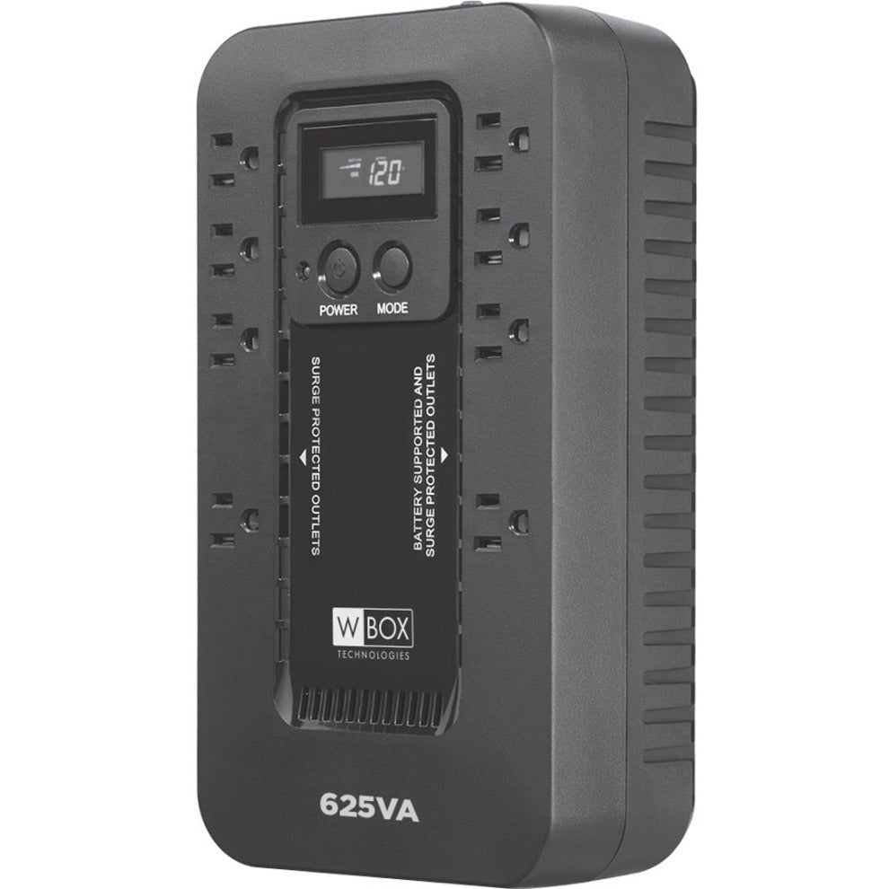 W Box 0E-625V8LCD2 625VA Tower UPS, Energy Star, USB Port, 390W Load Capacity
