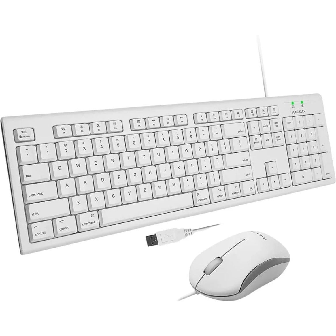 Macally QKEYCOMBO Full Size USB Keyboard and Optical USB Mouse Combo For Mac, Ergonomic Fit, Scroll Wheel, 1200 dpi