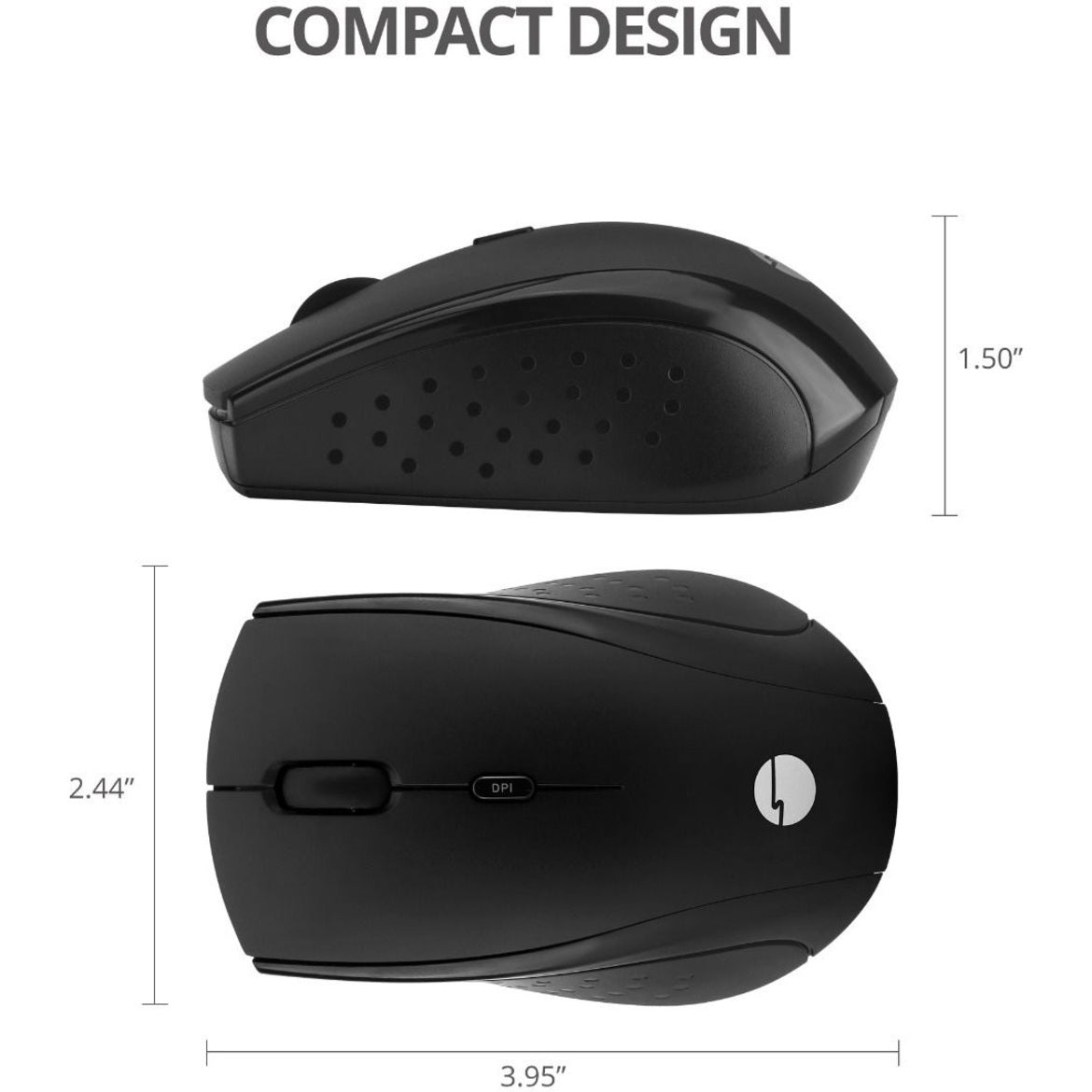 SIIG JK-WR0U11-S1 USB-C Wireless 2.4G 3-Button Mouse, 1600 DPI, Black