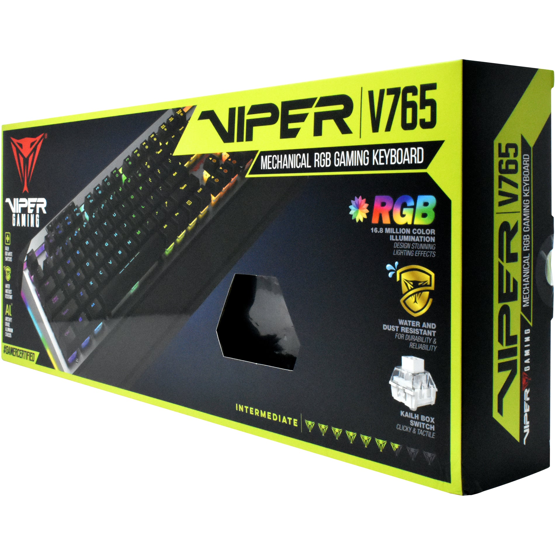 VIPER PV765MBWUXMGM V765 Gaming Keyboard, Mechanical Keys, Multimedia & Volume Control