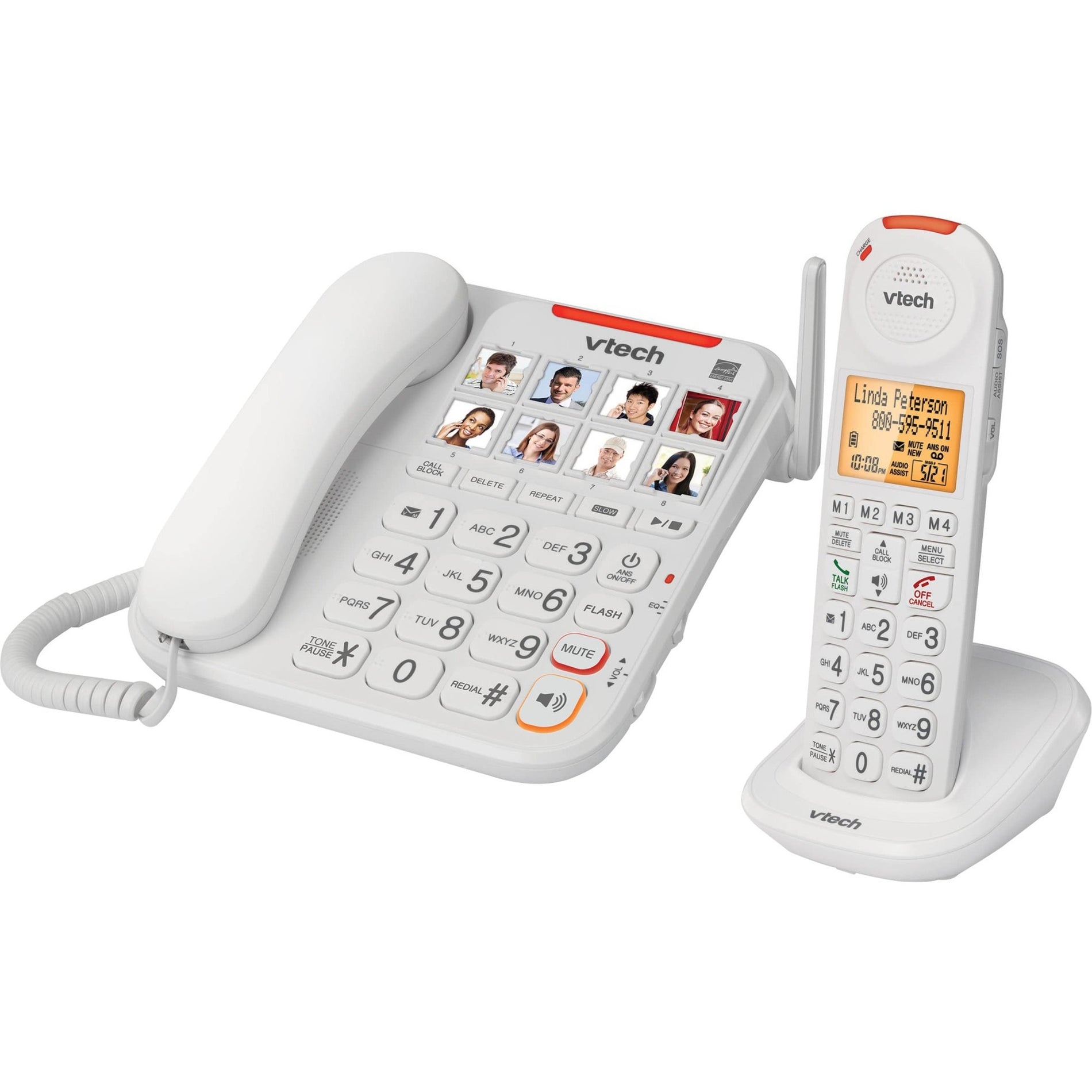 VTech SN5147 Corded/Cordless Phone, DECT 6.0, Smart Call Blocker, Speakerphone, 1.93 GHz