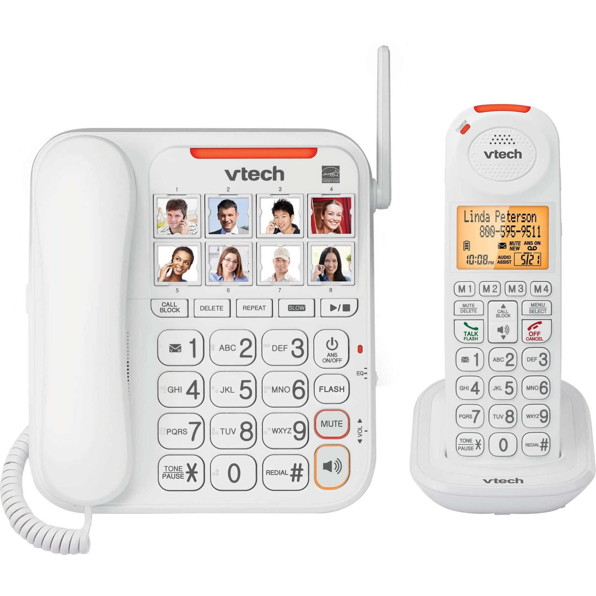 VTech SN5147 Corded/Cordless Phone, DECT 6.0, Smart Call Blocker, Speakerphone, 1.93 GHz