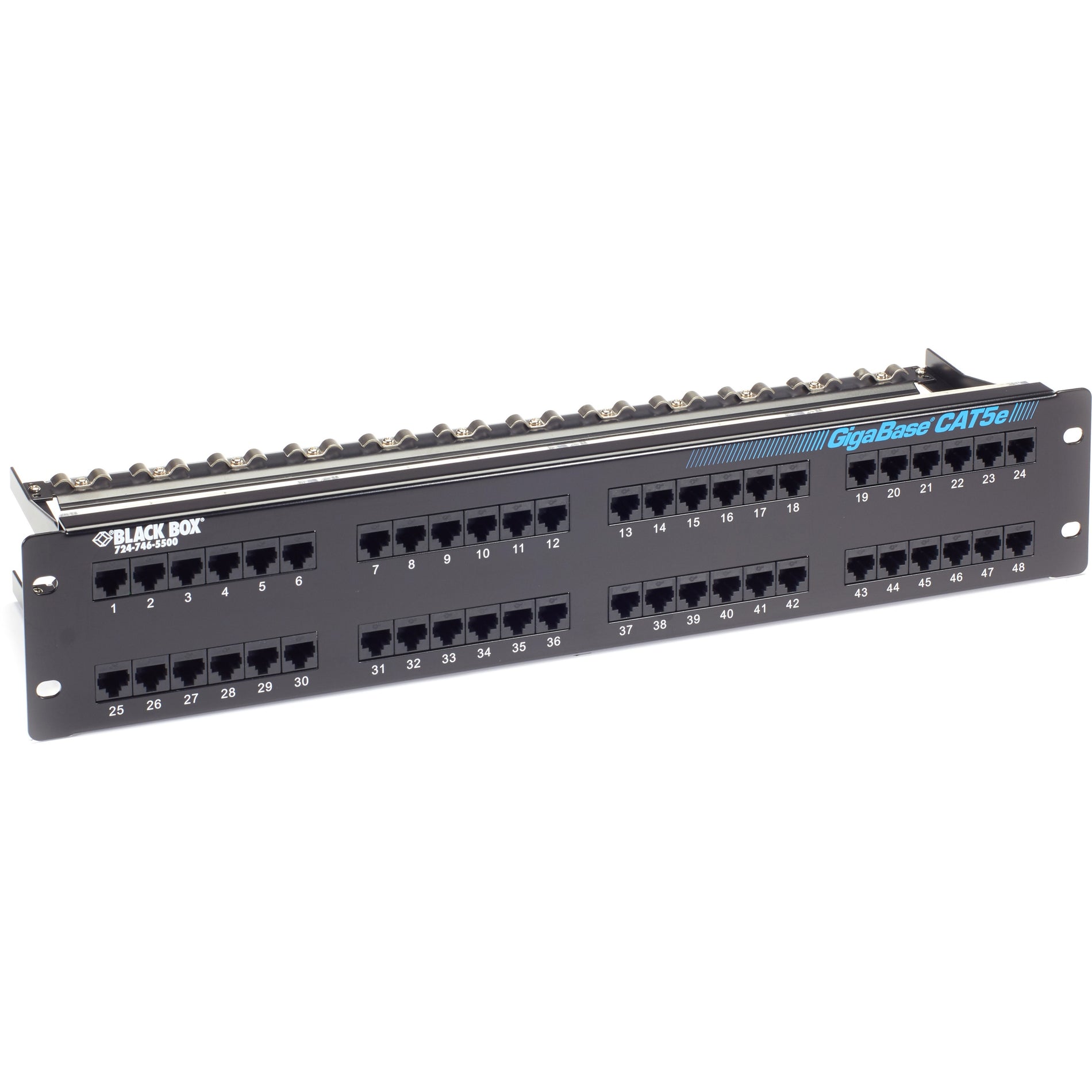 Black Box JPM906A-R6 GigaBase CAT5e Patch Panel - 2U, Unshielded, 48-Port