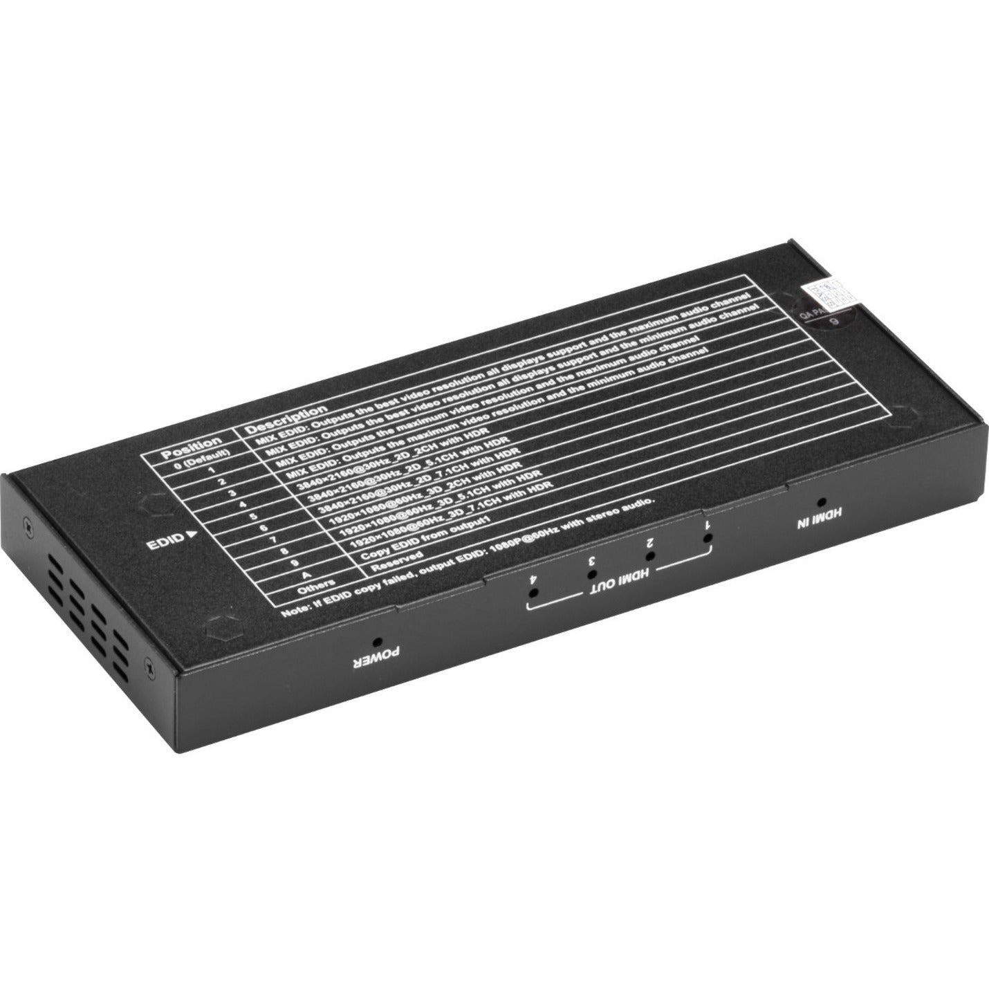 Black Box VSP-HDMI2-1X4 HDMI 2.0 4K60 Splitter - 1x4, Maximum Video Resolution 4096 x 2160, 3 Year Warranty