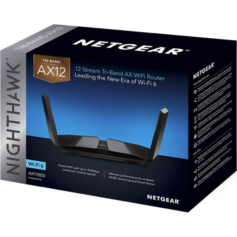 Netgear RAX40-100NAS Nighthawk AX4 4-Stream AX3000 Wi-Fi 6 Router, Gigabit Ethernet, VPN Supported