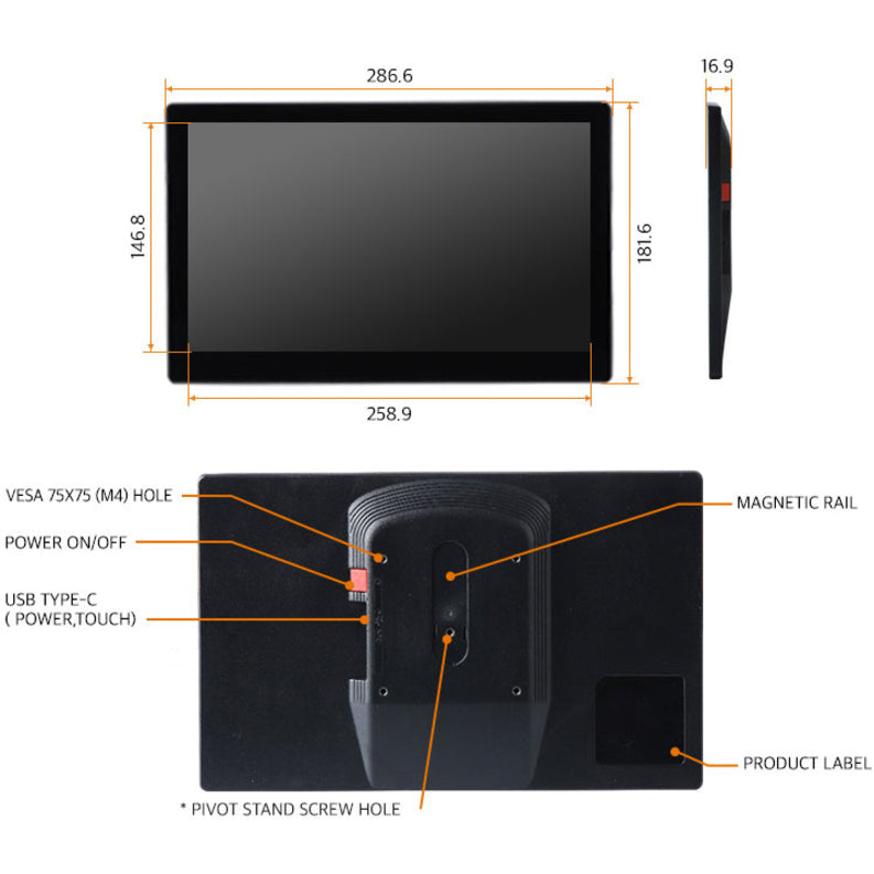 DoubleSight Displays DS-12U Smart USB LCD Monitor, 12" Portable, 1366x768 Resolution, USB Power