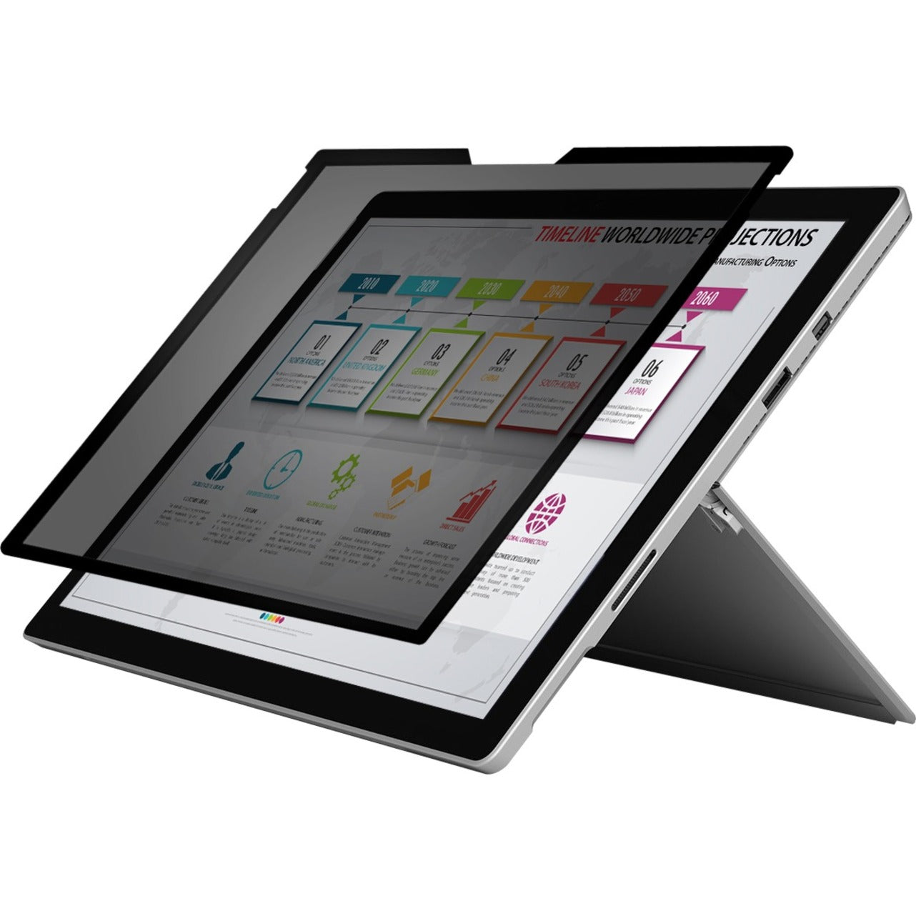 Rocstor PV00019-B1 Privacyview Privacy Screen Filter, Magnetic, Touch Sensitive, 12.3" Tablet PC