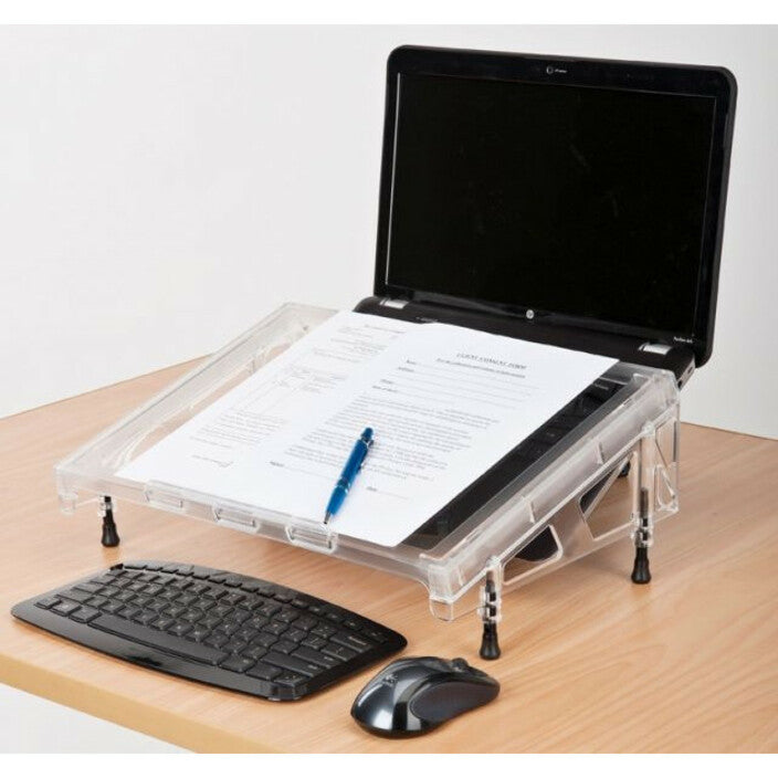 The Good Use Company MD-COM The Compact MICRODESK, Clear Acrylic Work Surface for Smartphone, Paper, Book, Document, Calculator, Tablet