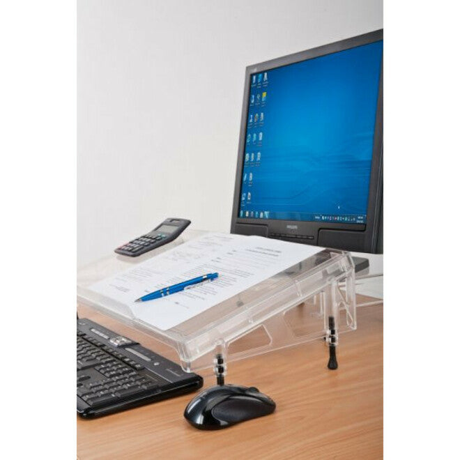 The Good Use Company MD-COM The Compact MICRODESK, Clear Acrylic Work Surface for Smartphone, Paper, Book, Document, Calculator, Tablet