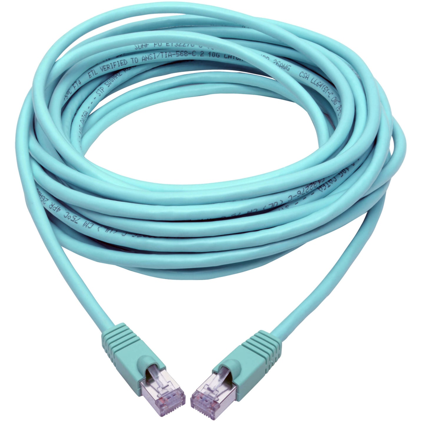 Tripp Lite N262-035-AQ Cat.6a STP Patch Network Cable, 35ft Aqua, EMI/RF Protection