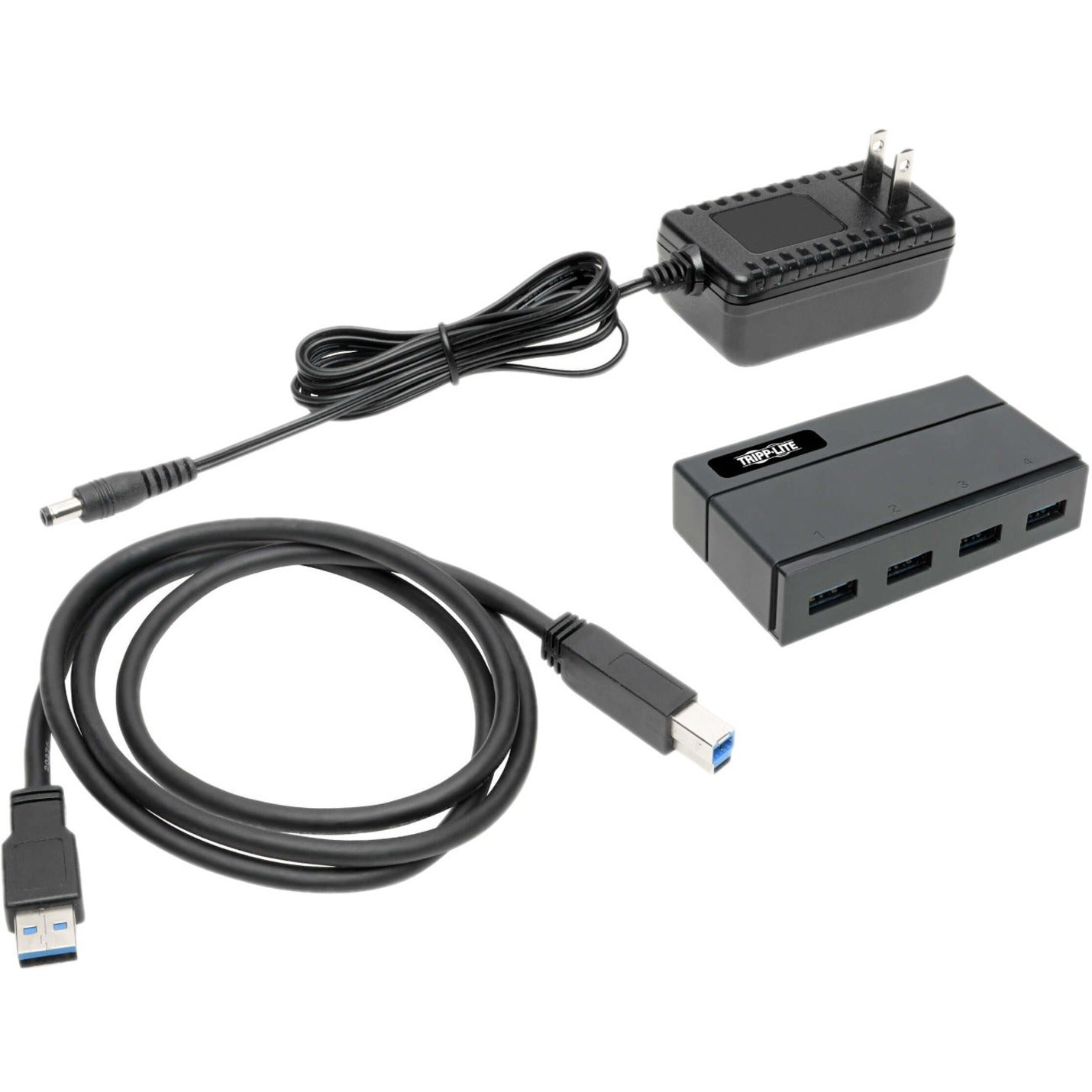 Tripp Lite U360-004-2F 4-Port USB 3.0 SuperSpeed Hub for Data and USB Charging, USB-A, BC 1.2, 2.4A
