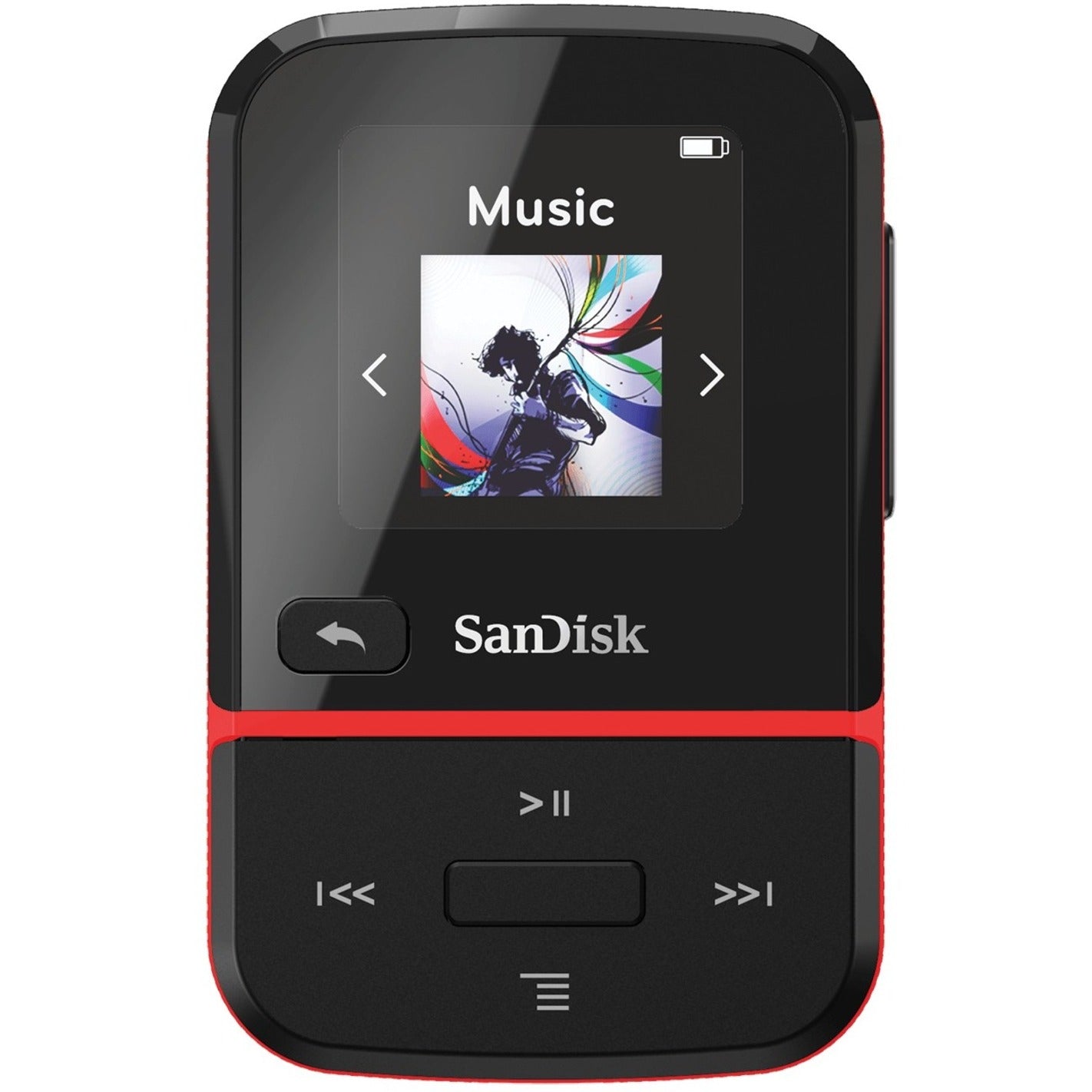SanDisk SDMX30-016G-G46R Clip Sport Go 16GB Flash MP3 Player, Red, FM Tuner, Voice Recorder