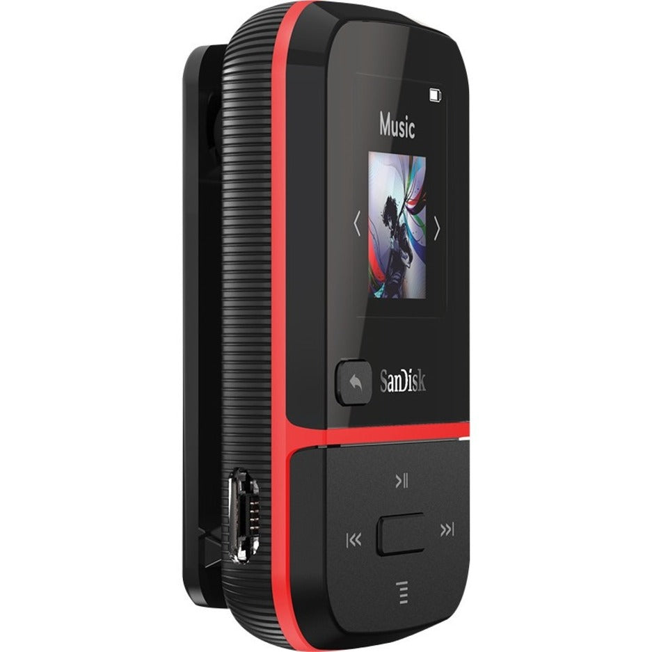 SanDisk SDMX30-016G-G46R Clip Sport Go 16GB Flash MP3 Player, Red, FM Tuner, Voice Recorder