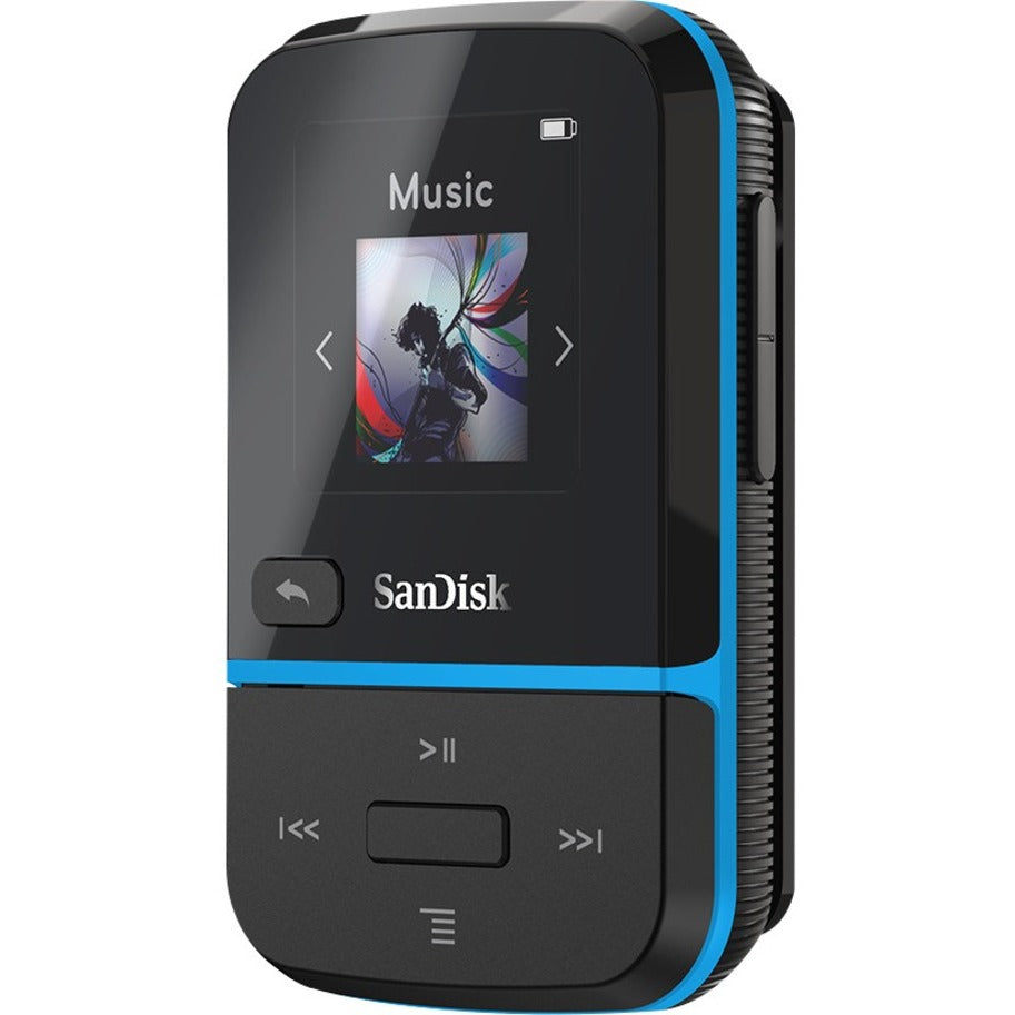 SanDisk SDMX30-016G-G46B Clip Sport Go 16GB Flash MP3 Player, Blue - 18 Hour Battery, FM Tuner