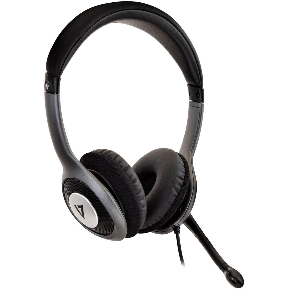 V7 HU521-2NP Deluxe USB Stereo Headphones with Microphone, Over-the-head, Noise Cancelling, 2 Year Warranty