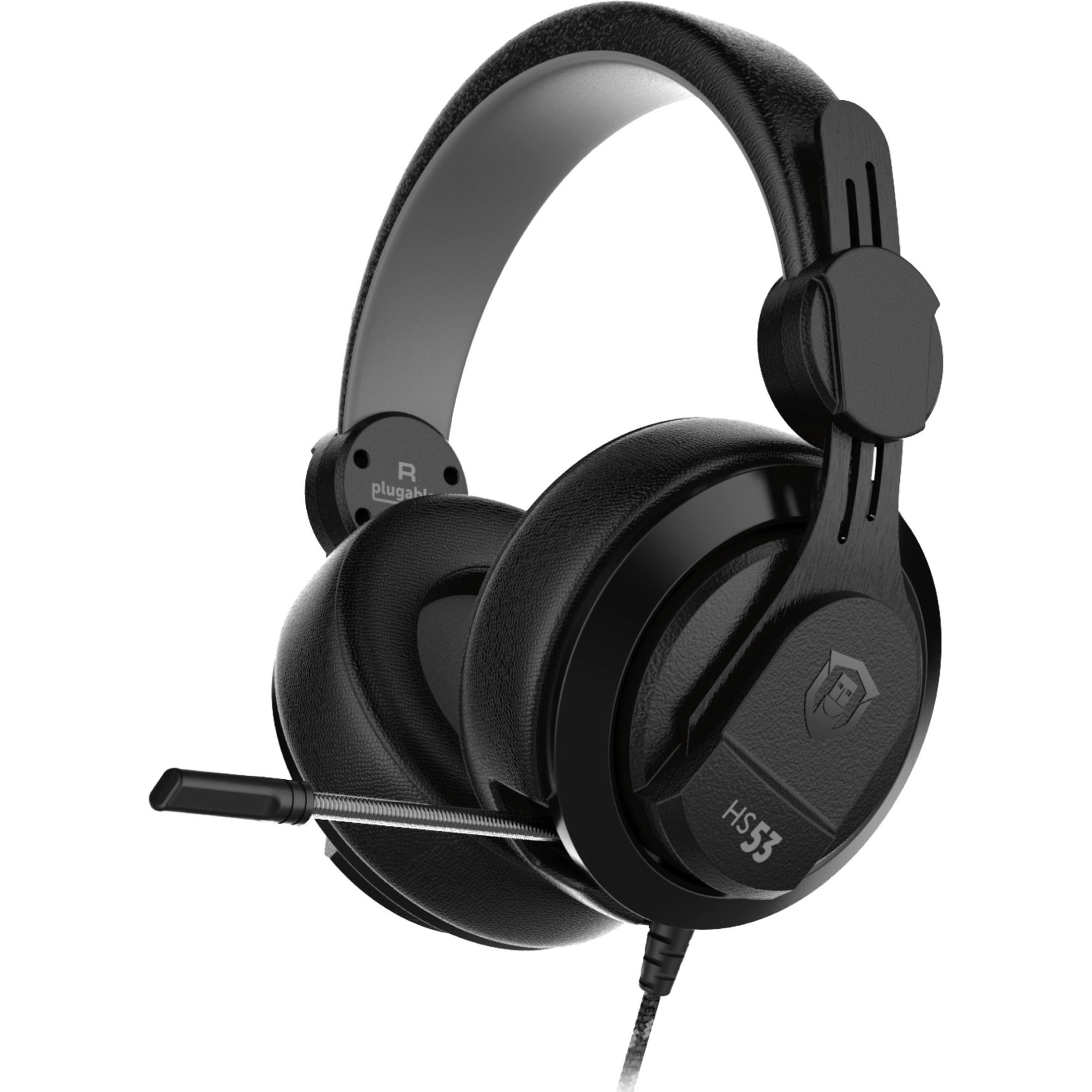 Plugable TRRS-HS53 Performance Onyx Gaming Headset with Retractable Microphone, Binaural Over-the-head, 3.5mm Wired